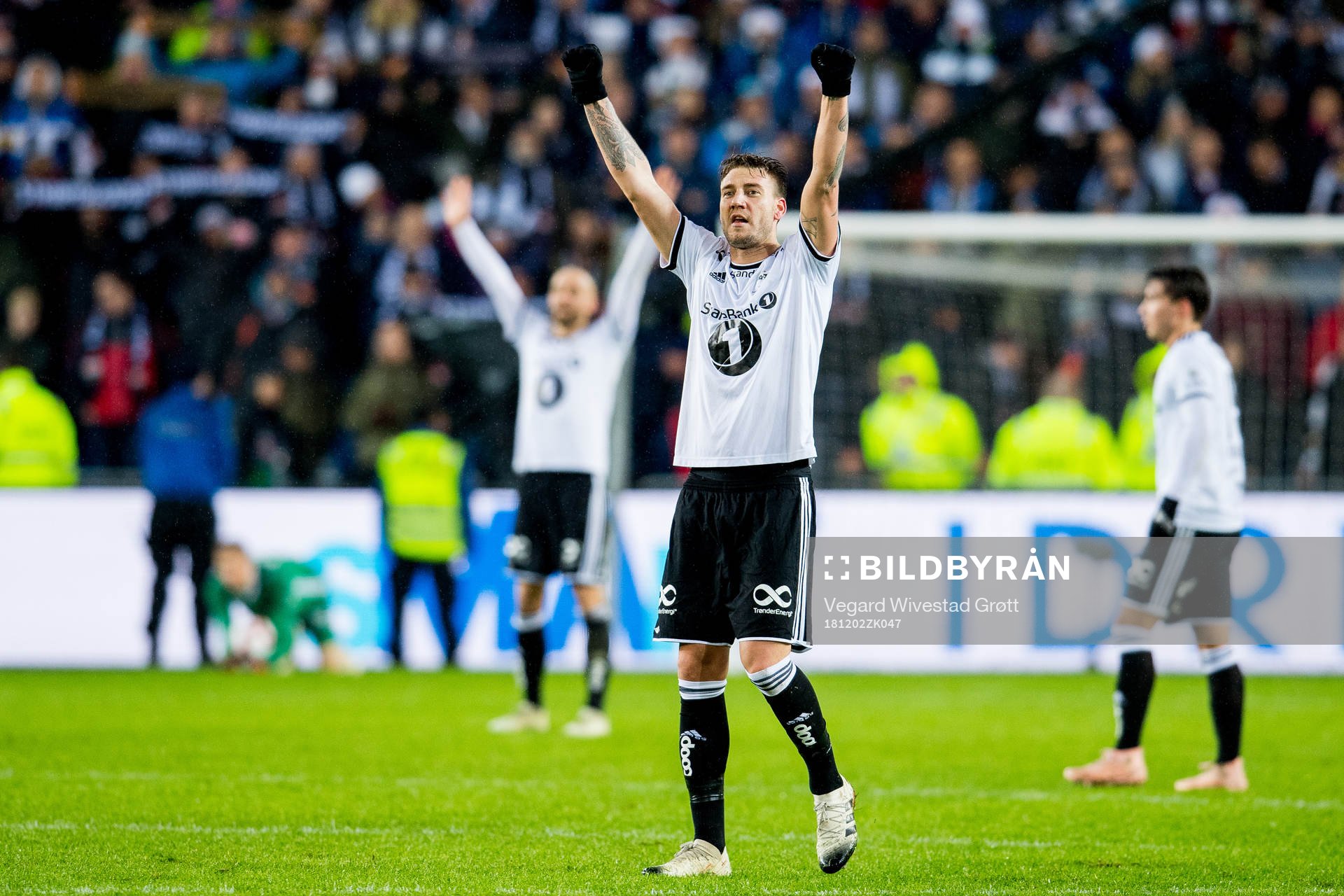 Nicklas Bendtner of Rosenborg celebrates at the final