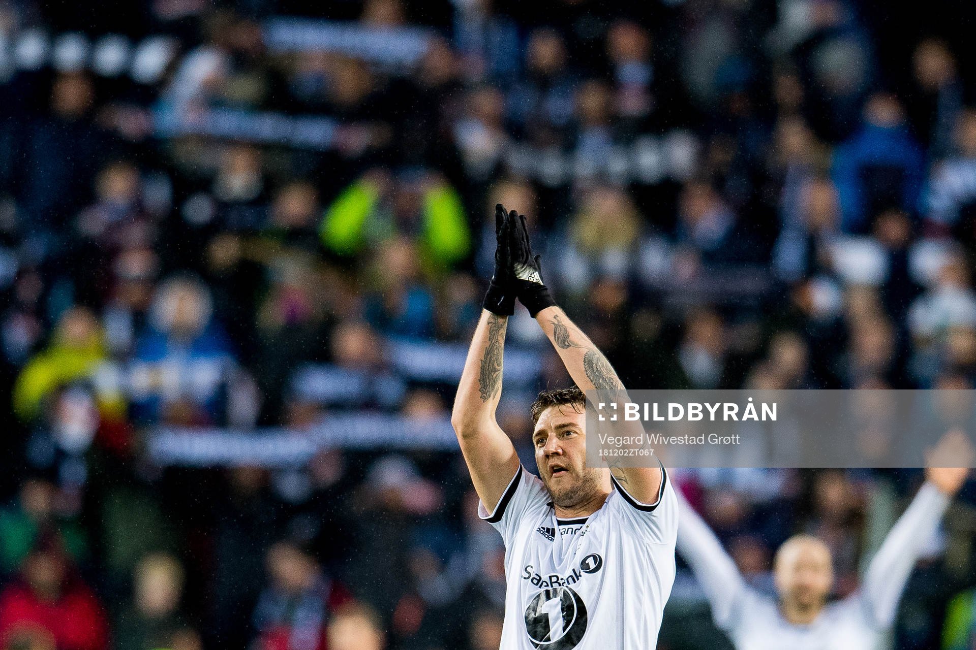 Nicklas Bendtner of Rosenborg celebrates at the final