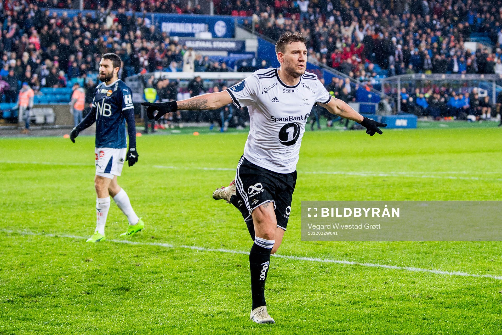 Nicklas Bendtner of Rosenborg celebrates