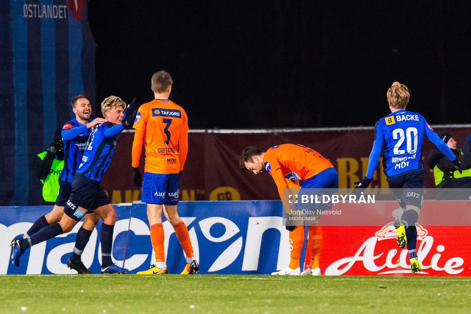 Tobias Børkeeiet of Stabæk celebrates with teammates