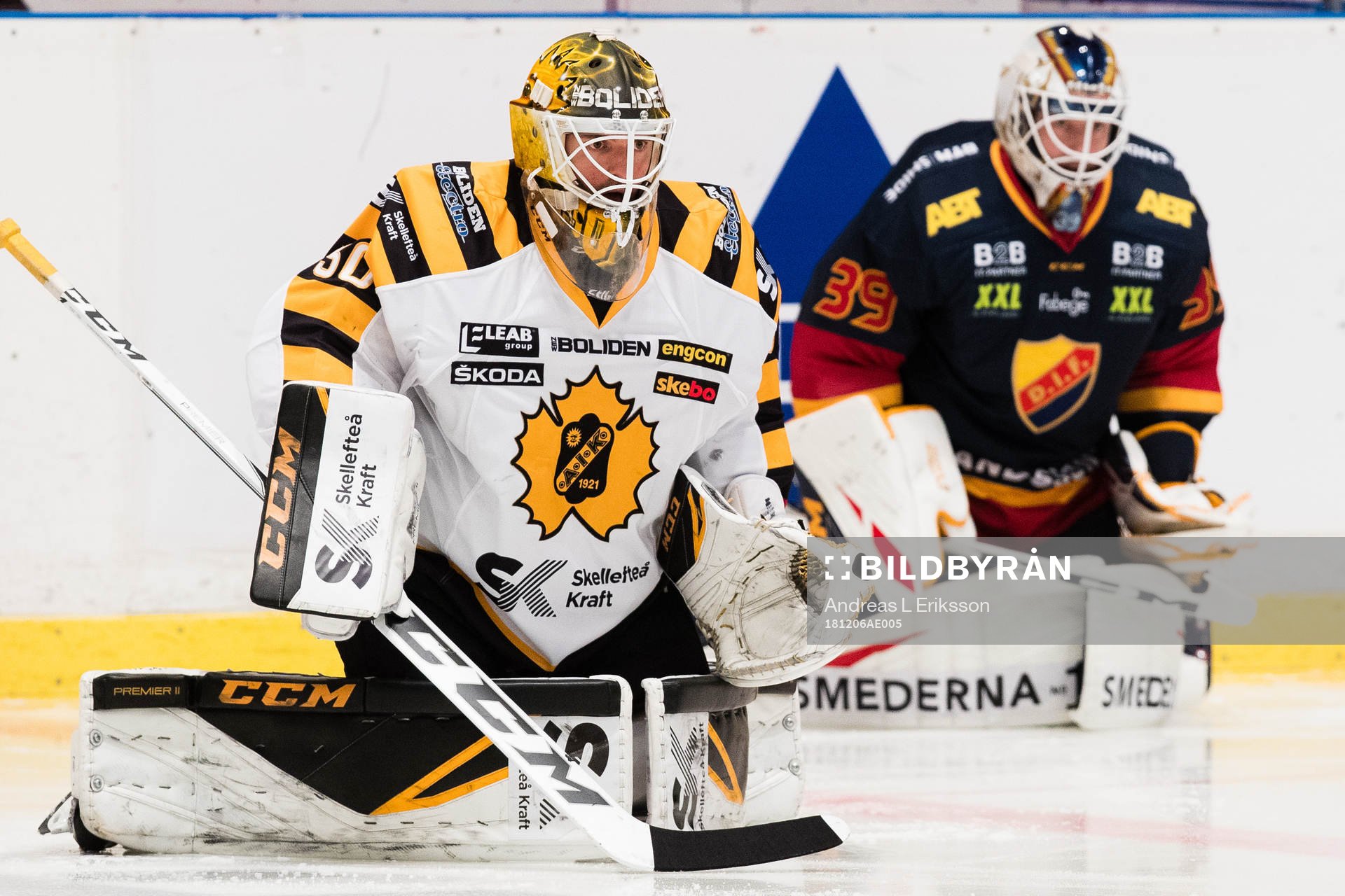 Skellefteås målvakt Gustaf Lindvall och Djurgårdens