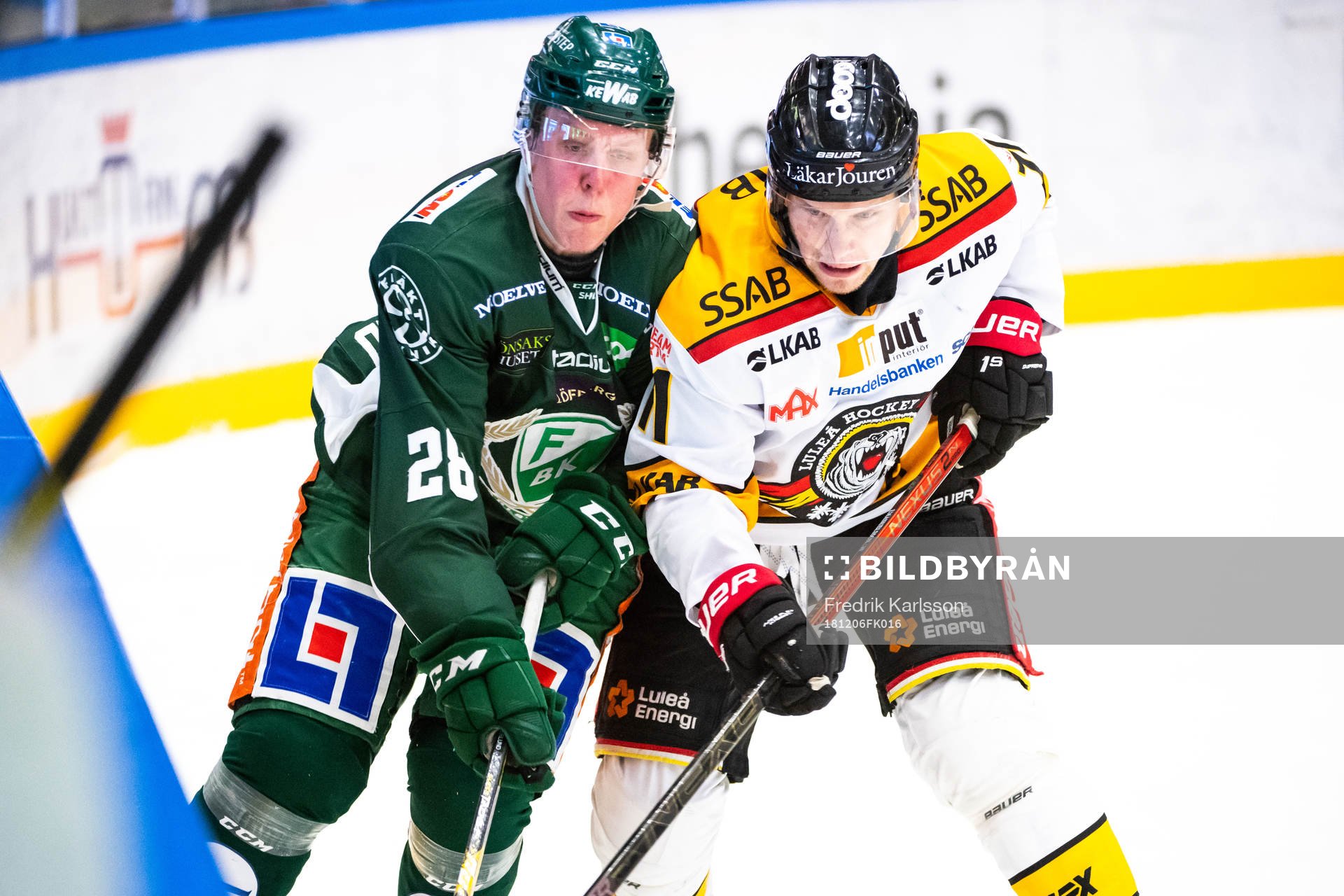 Färjestads Fabian Zetterlund och Luleås Petter Emanuelsson