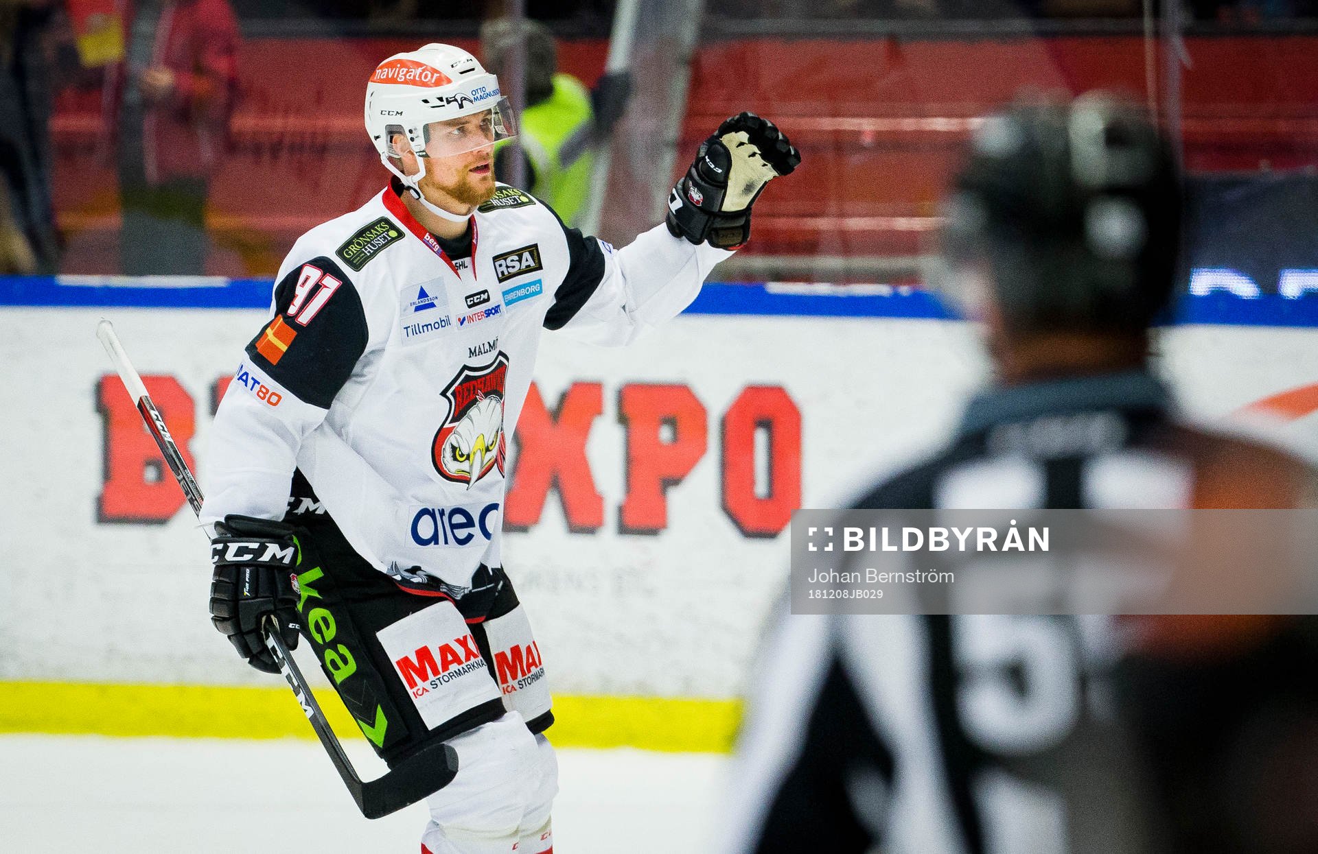 Malmö Redhawks Max Görtz gör 0-1 och jublar