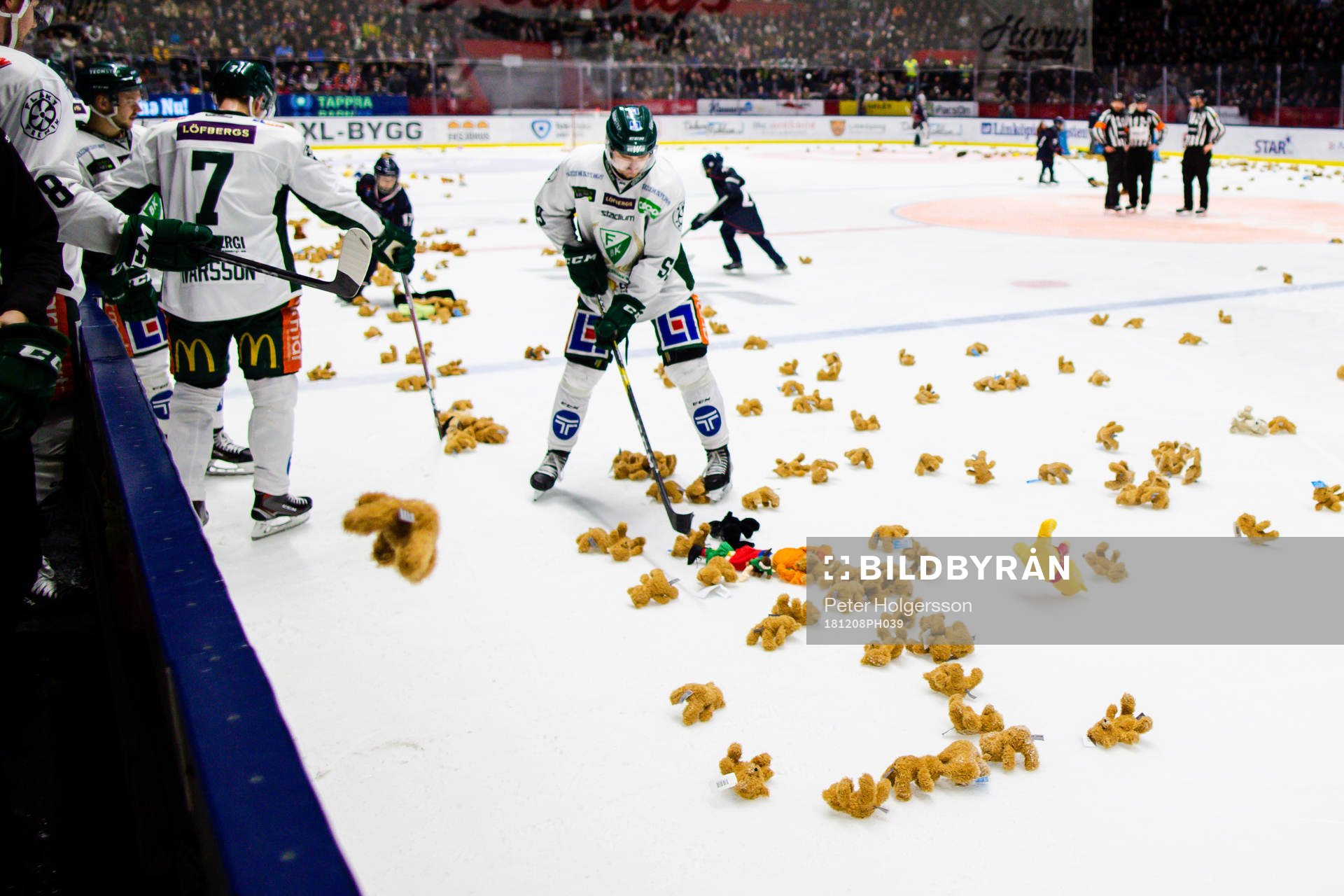"Teddy bear toss", nallar kastas in på isen