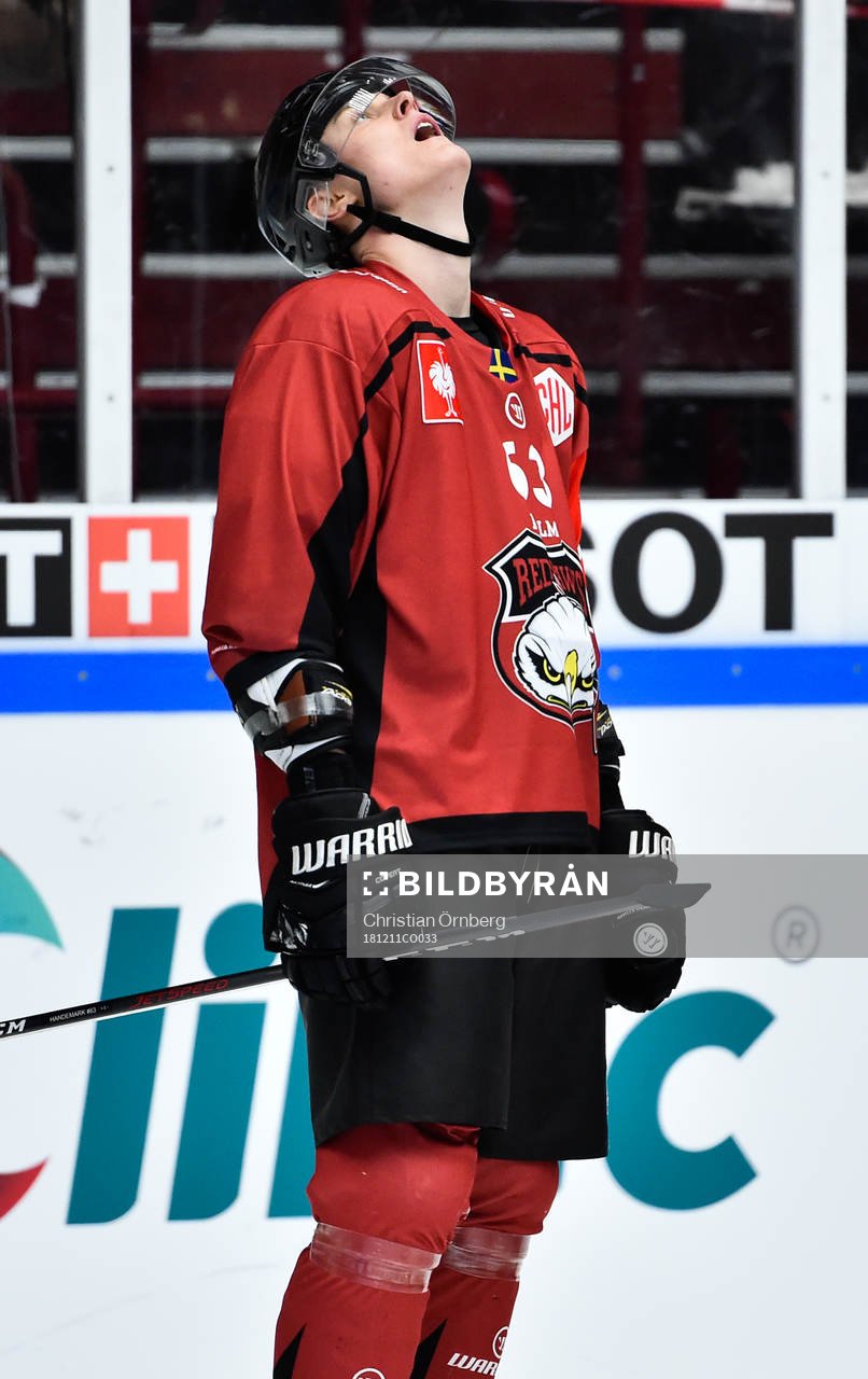 Fredrik Händemark of Malmö Redhawks looks dejected
