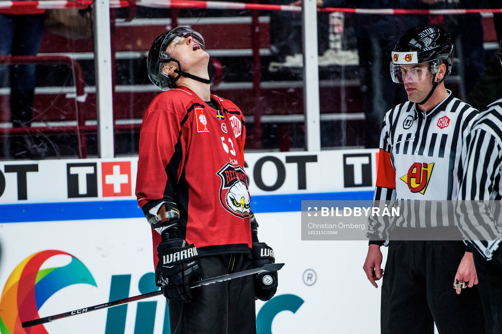 Fredrik Händemark of Malmö Redhawks looks dejected