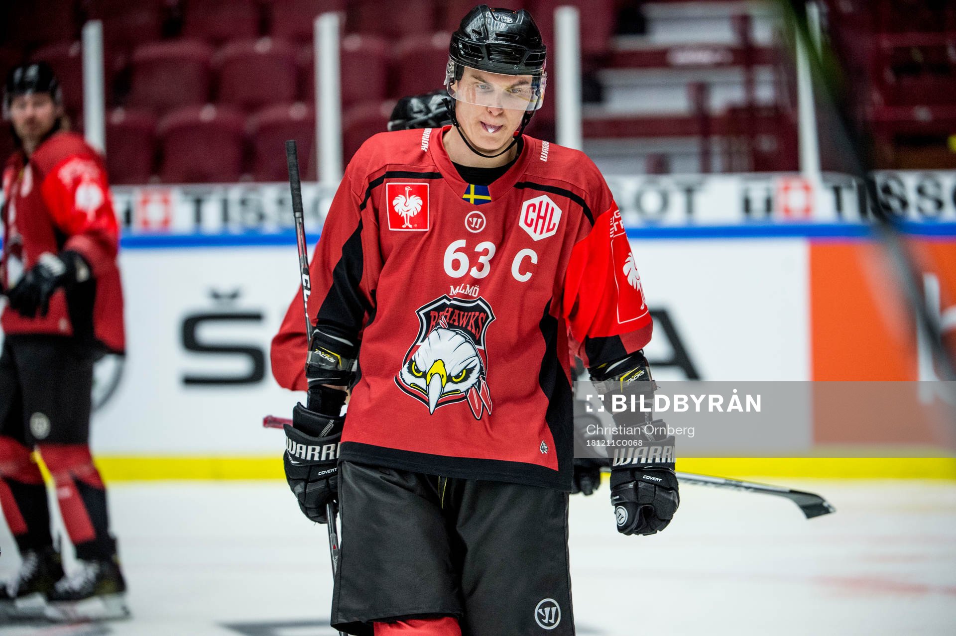 Fredrik Händemark of Malmö Redhawks looks dejected