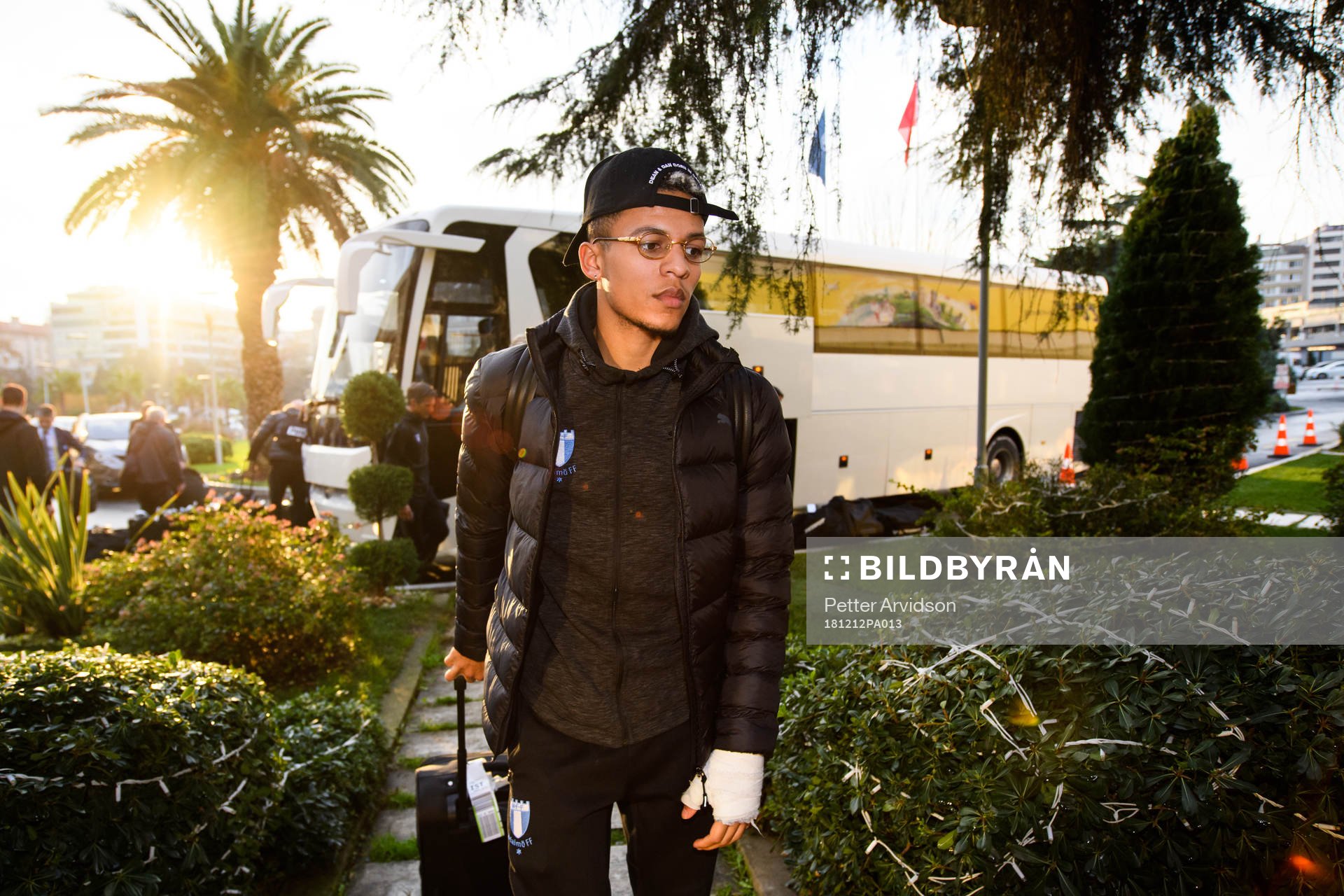 Romain Gall of Malmö FF arrives at the hotel ahead of the Europa League match against Besiktas on December 12, 2018 in Istanbul.
