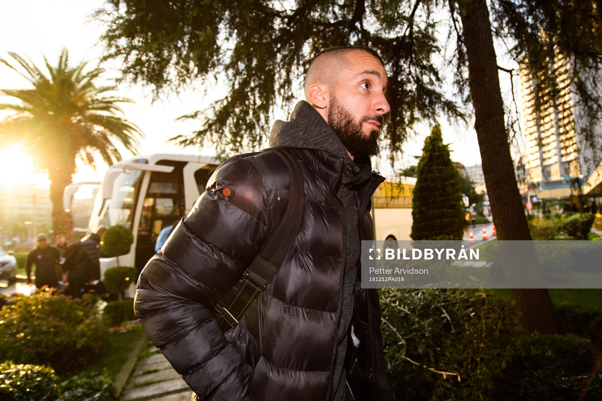Guillermo Molins of Malmö FF arrives at the hotel ahead of the Europa League match against Besiktas on December 12, 2018 in Istanbul.