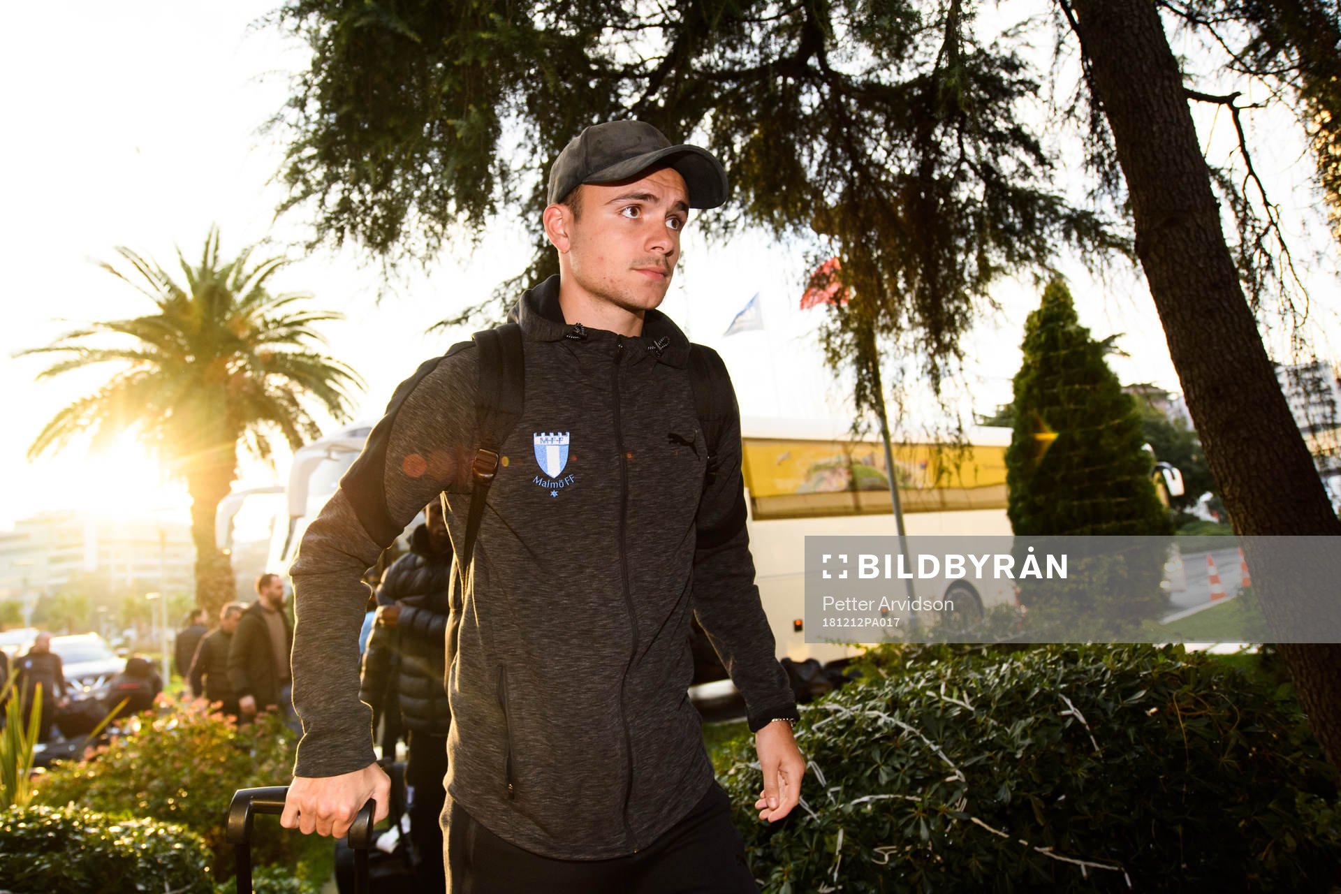 Andreas Vindheim of Malmö FF arrives at the hotel ahead of the Europa League match against Besiktas on December 12, 2018 in Istanbul.