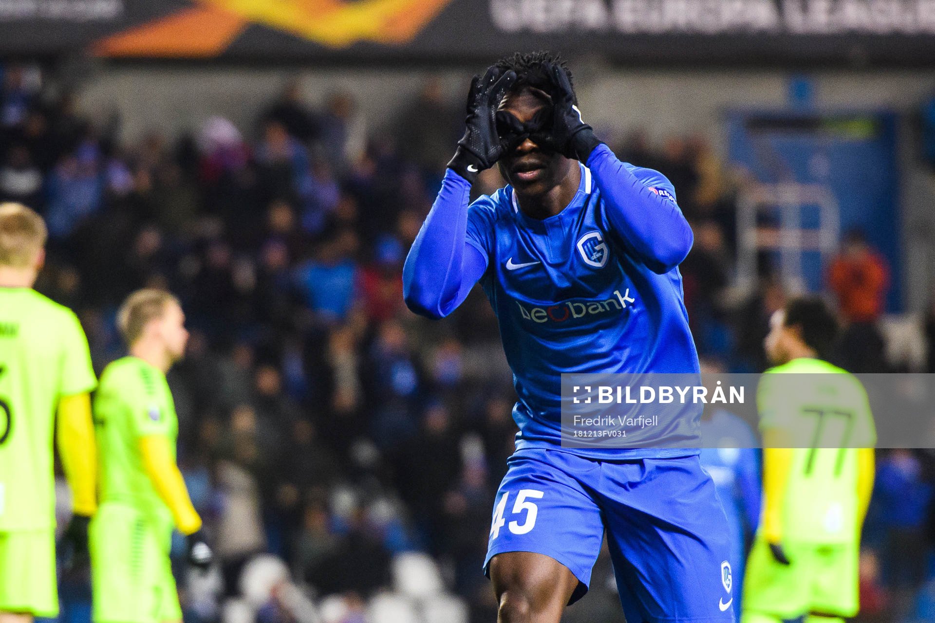 Joseph Aidoo of Genk celebrates
