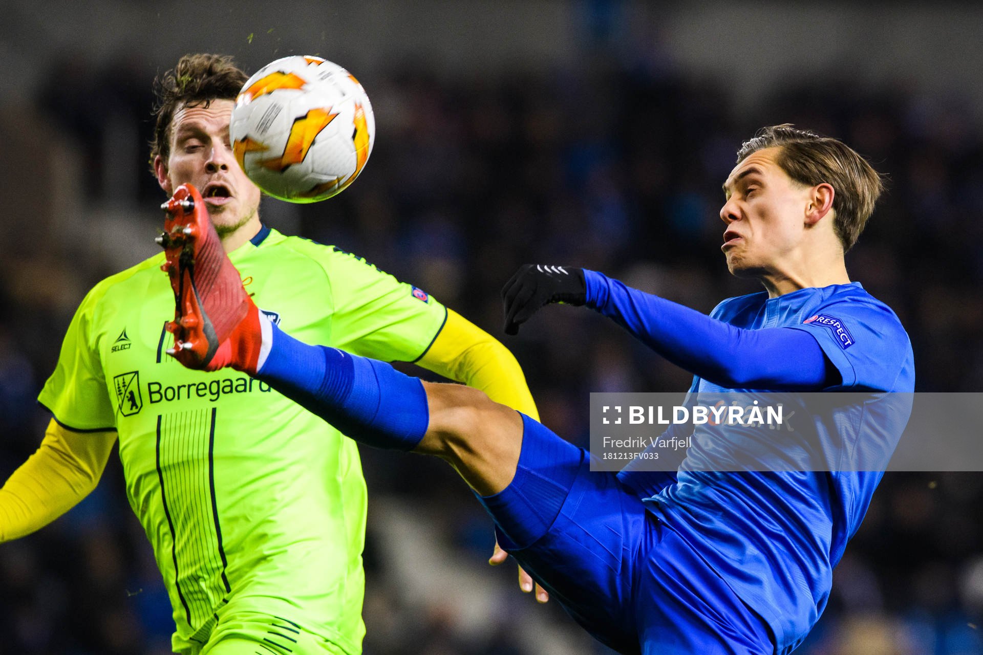 Jørgen Horn of Sarpsborg 08 and Leandro Trossard of Genk