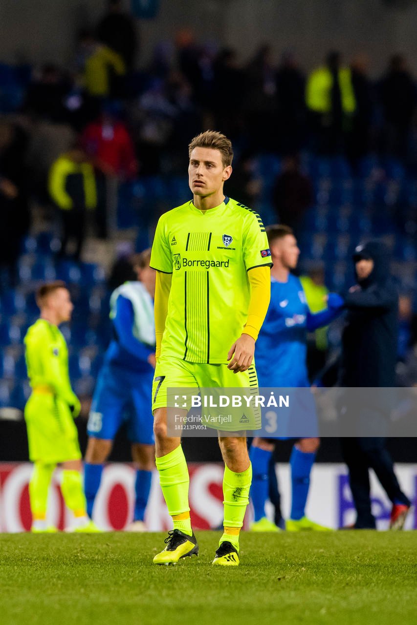 Kristoffer Zachariassen of Sarpsborg 08 looks dejected