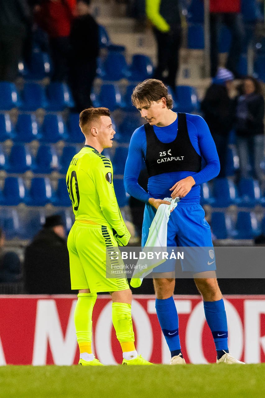 Tobias Heintz of Sarpsborg 08 and Sander Berge