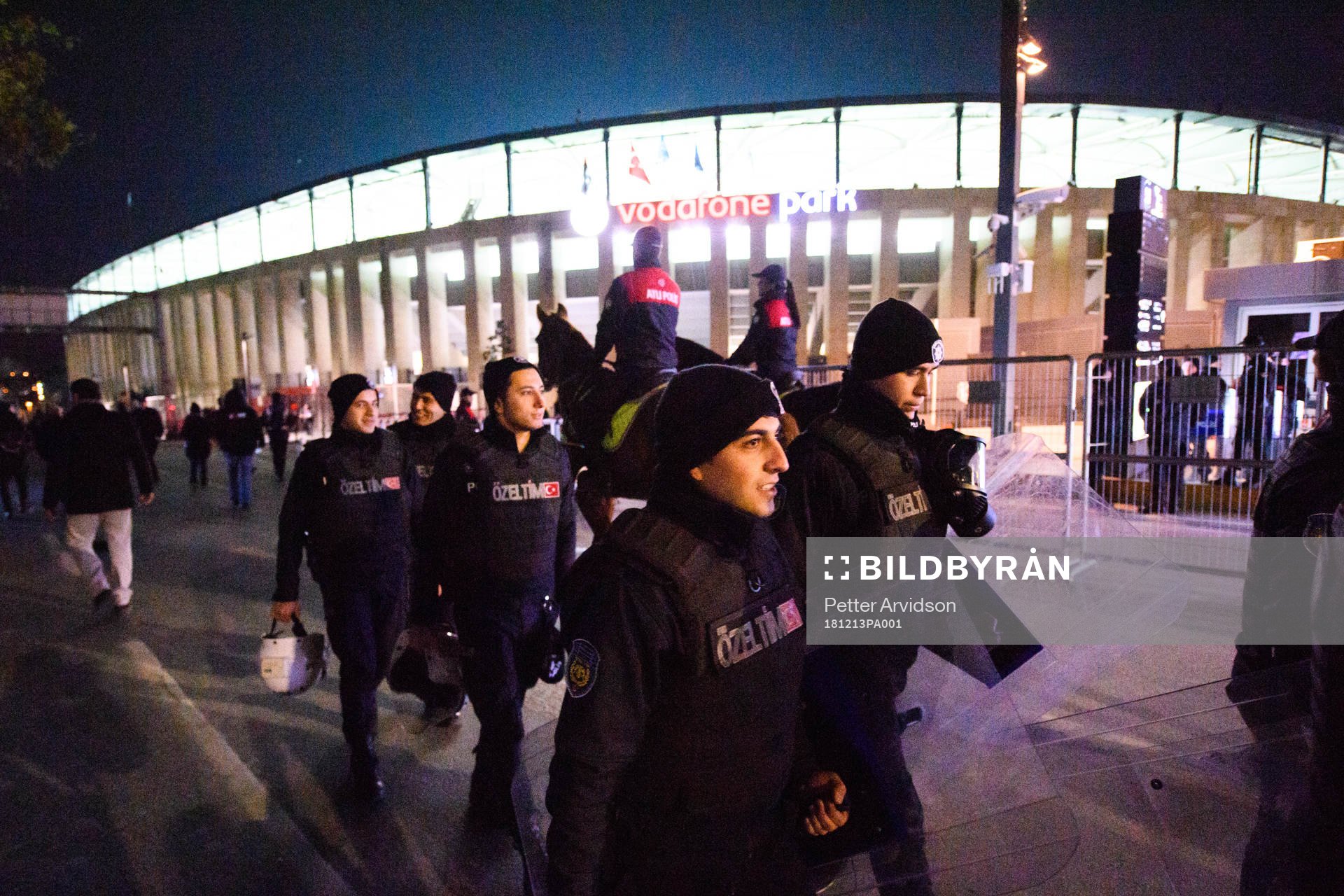 Police outside the stadium prior to the Europa league match