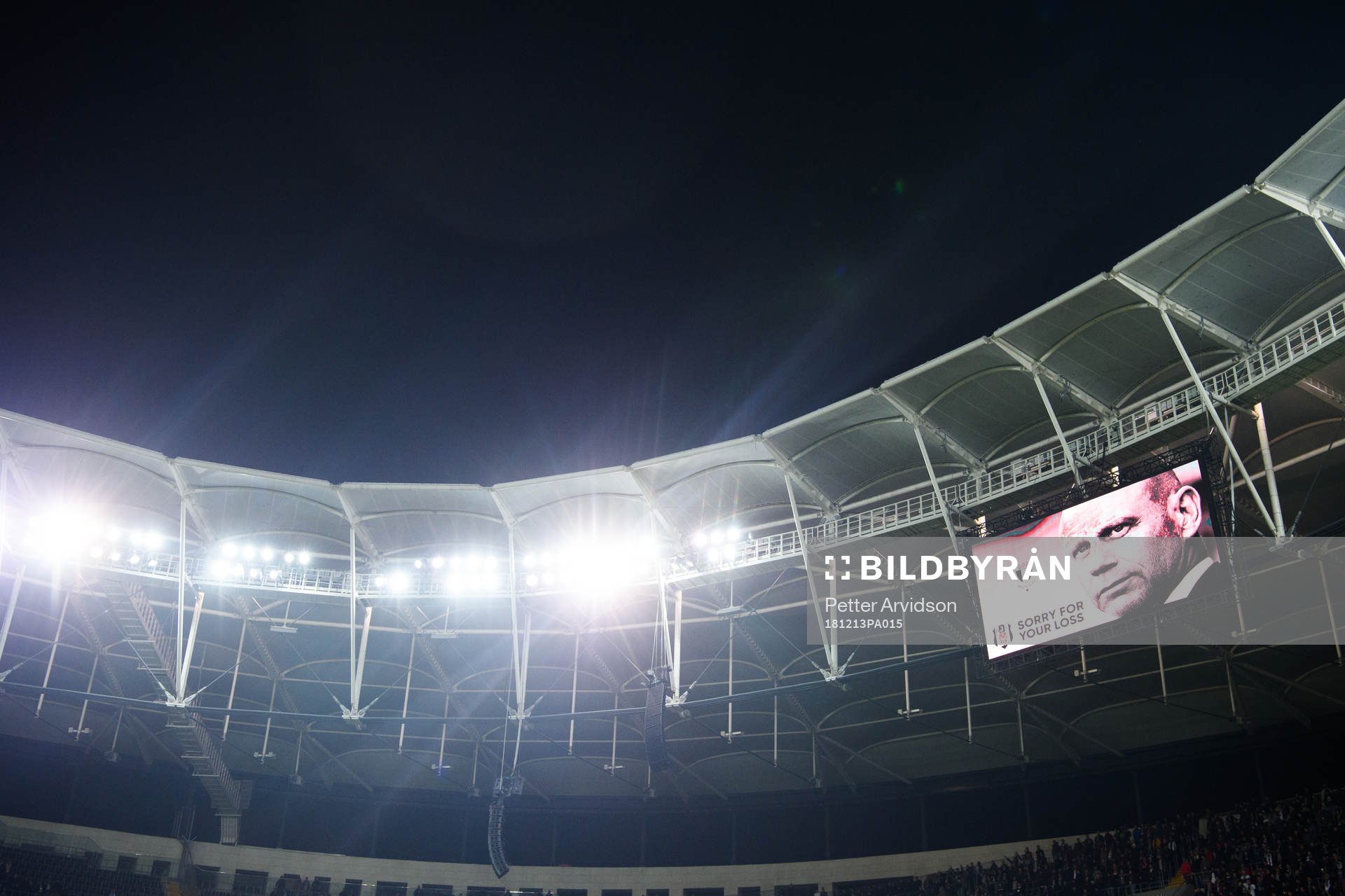 Håkan Jeppsson of Malmö FF honored during a silent minute ahead of the Europa league match between Besiktas and Malmö FF on December 13, 2018 in Istanbul.