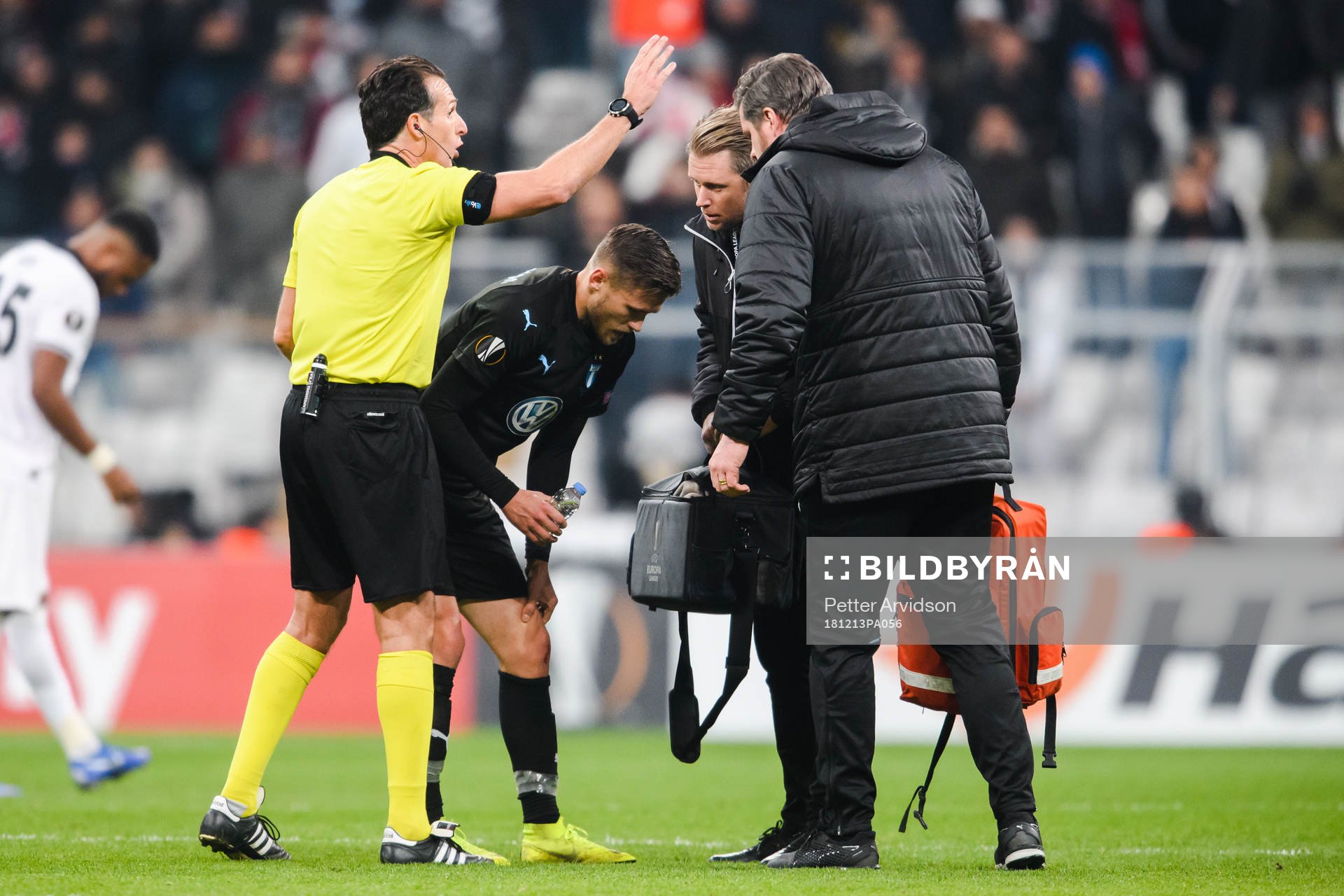 Arnór Ingvi Traustason of Malmö FF in pain