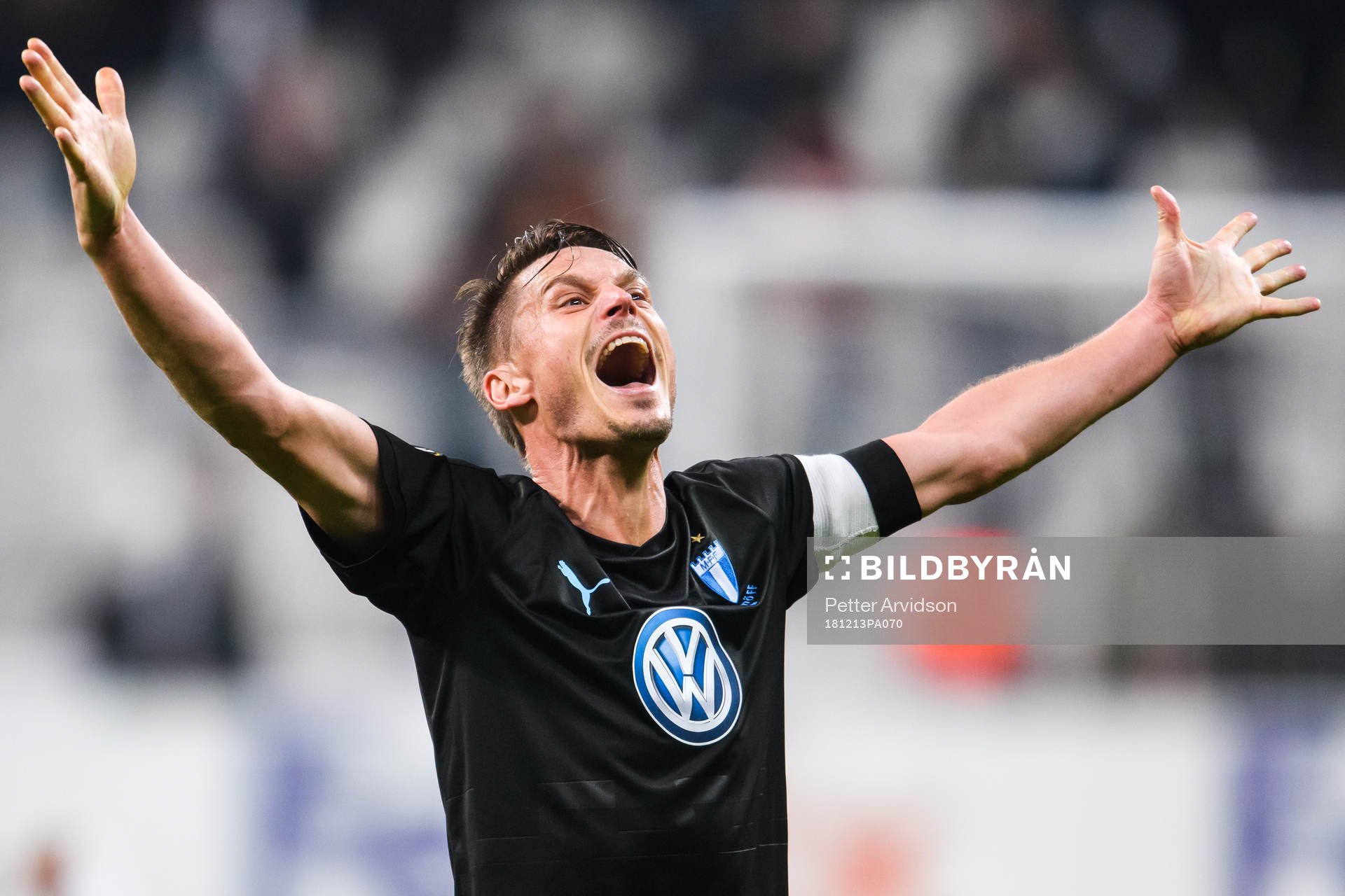 Markus Rosenberg of Malmö FF celebrates after the Europa league match between Besiktas and Malmö FF on December 13, 2018 in Istanbul.