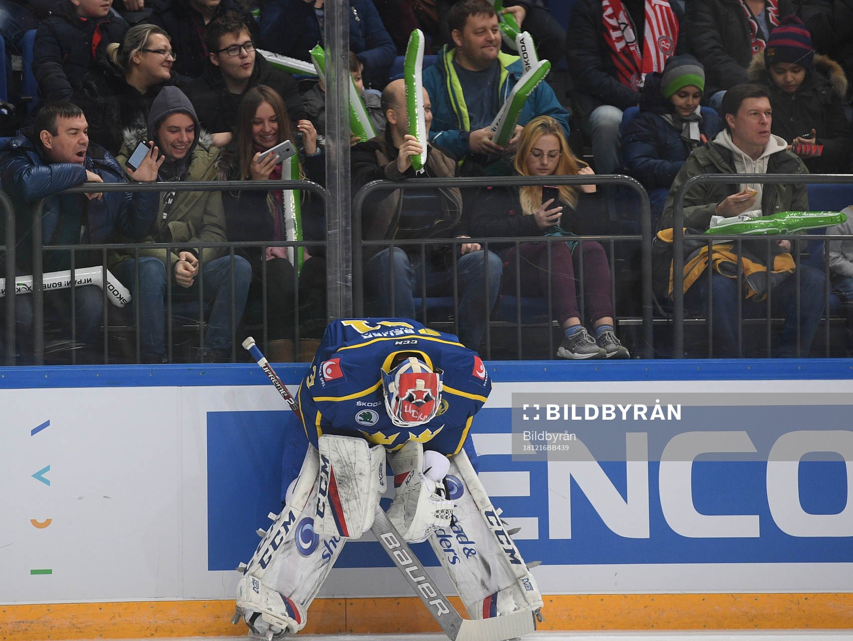 Sweden's goalie Lars Johansson reacts