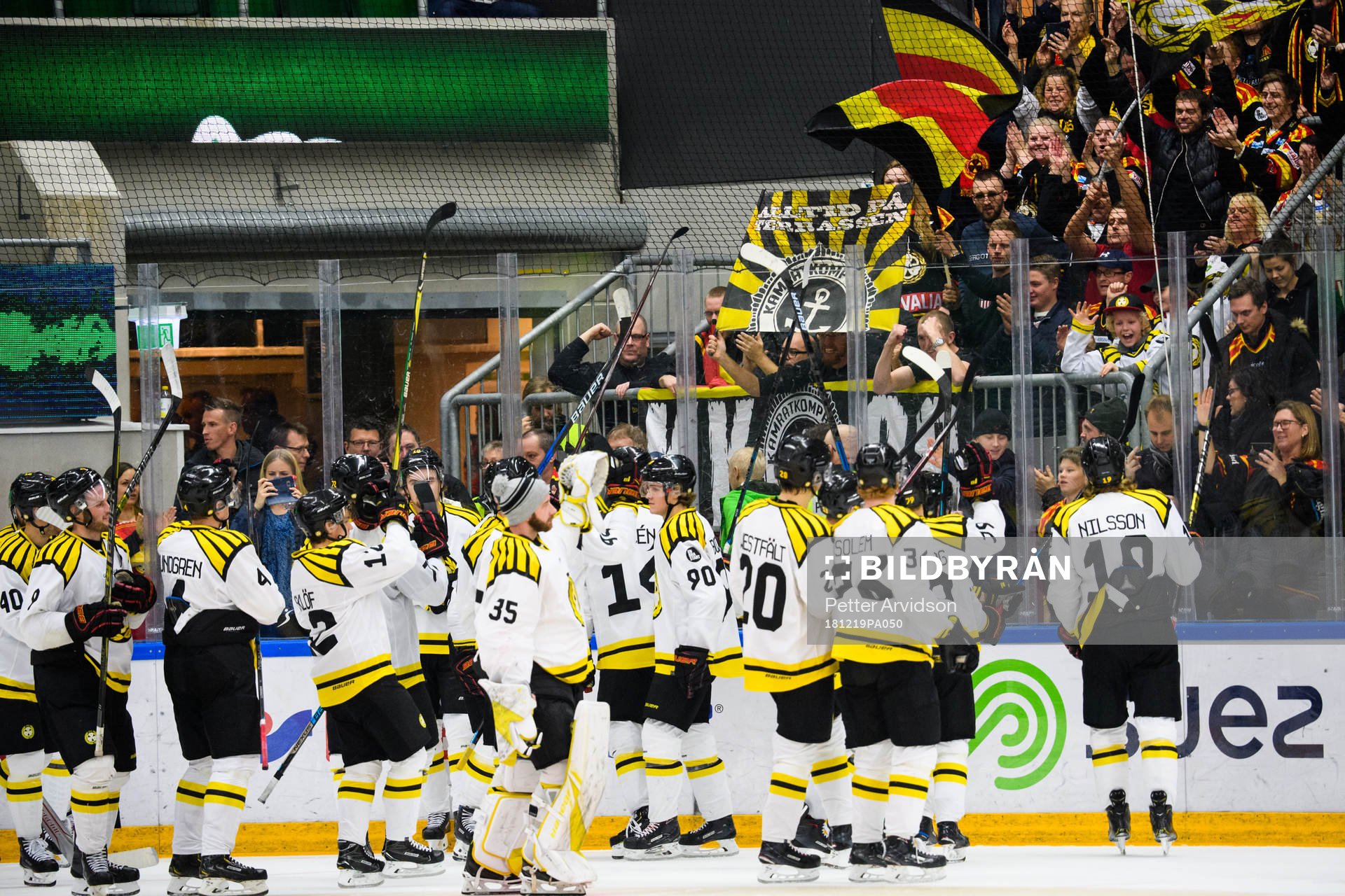 Brynäs spelare jublar mot sina supportrar