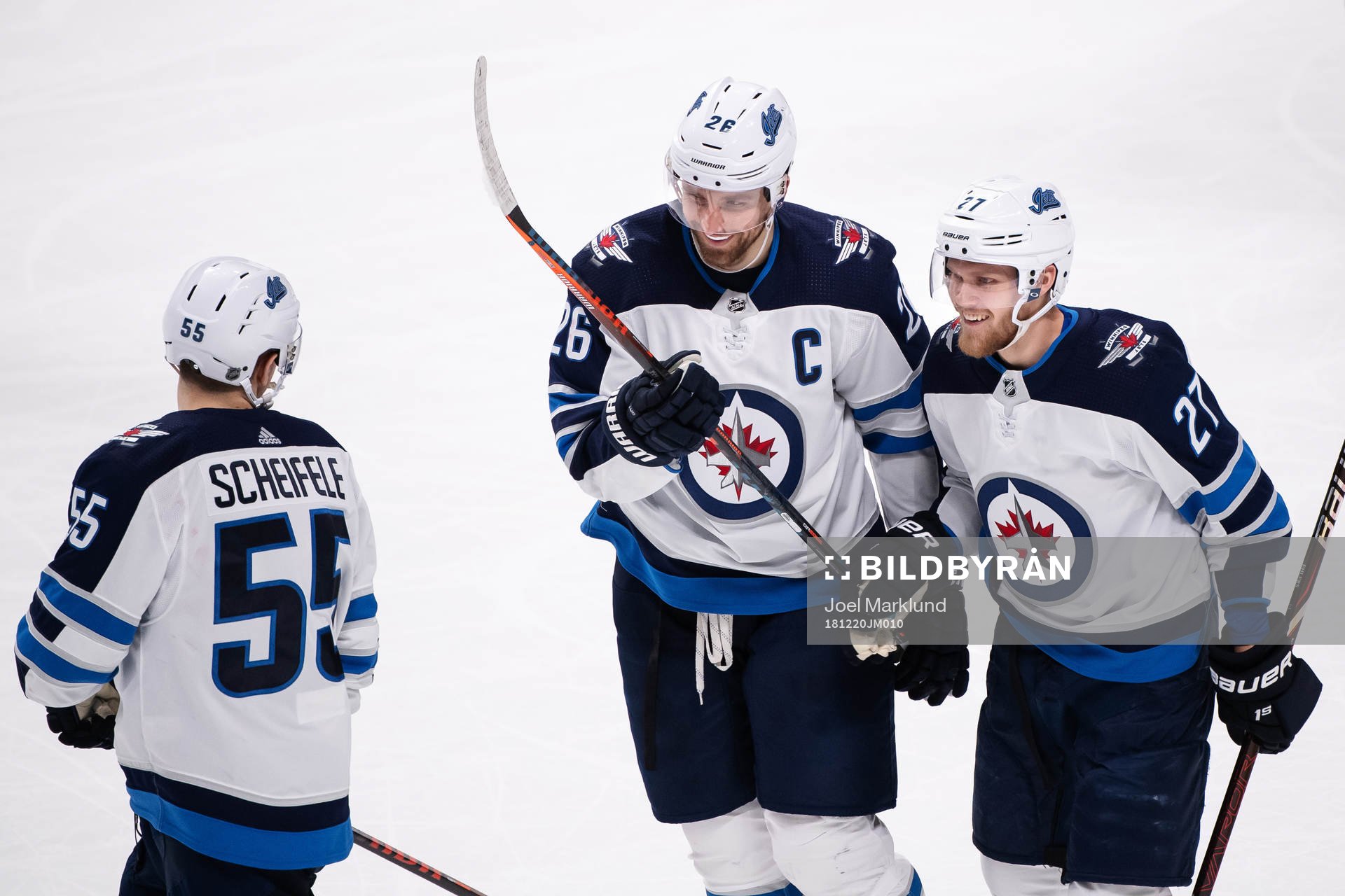 Mark Scheifele, Blake Wheeler and Nikolaj Ehlers of