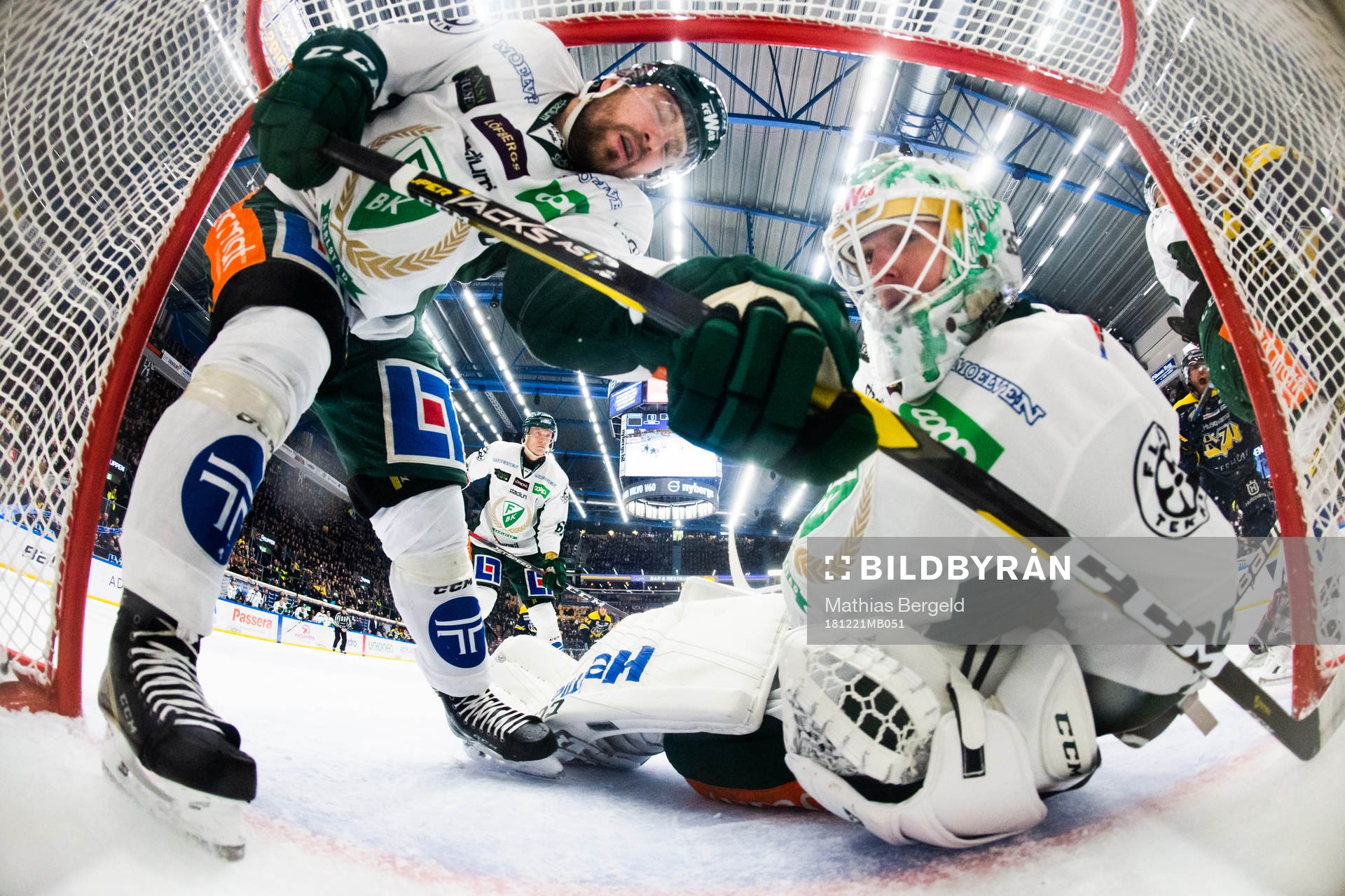 Färjestads Mikael Wikstrand och målvakt Adam Werner när
