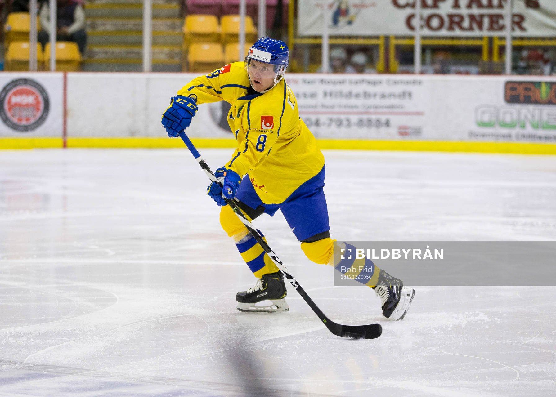 Sweden defenceman Rasmus Sandin (8)  in action  against