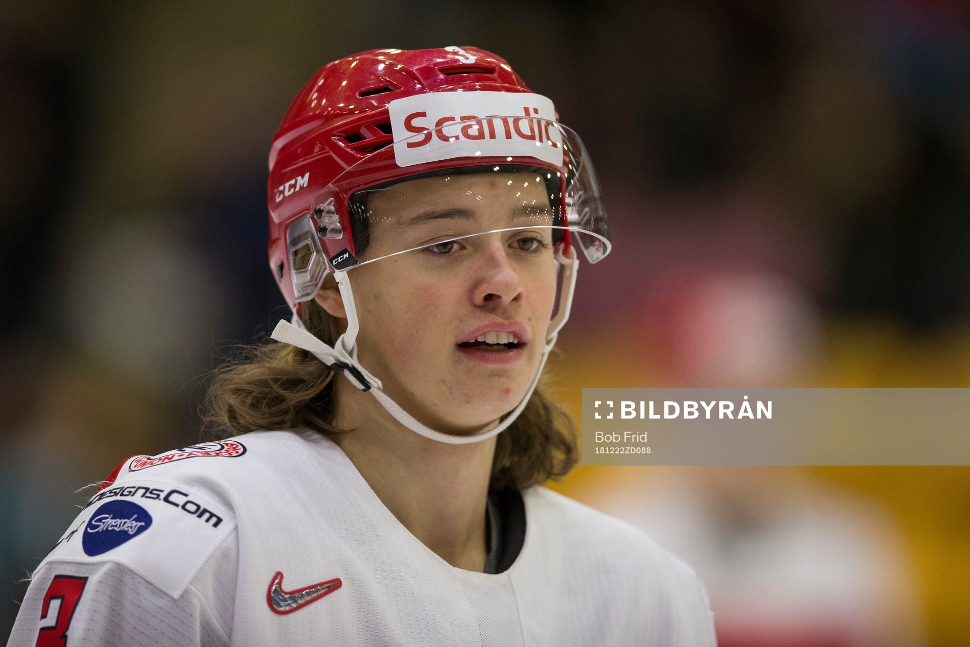 Denmark defenceman Malte Setkov (3)  in action  against