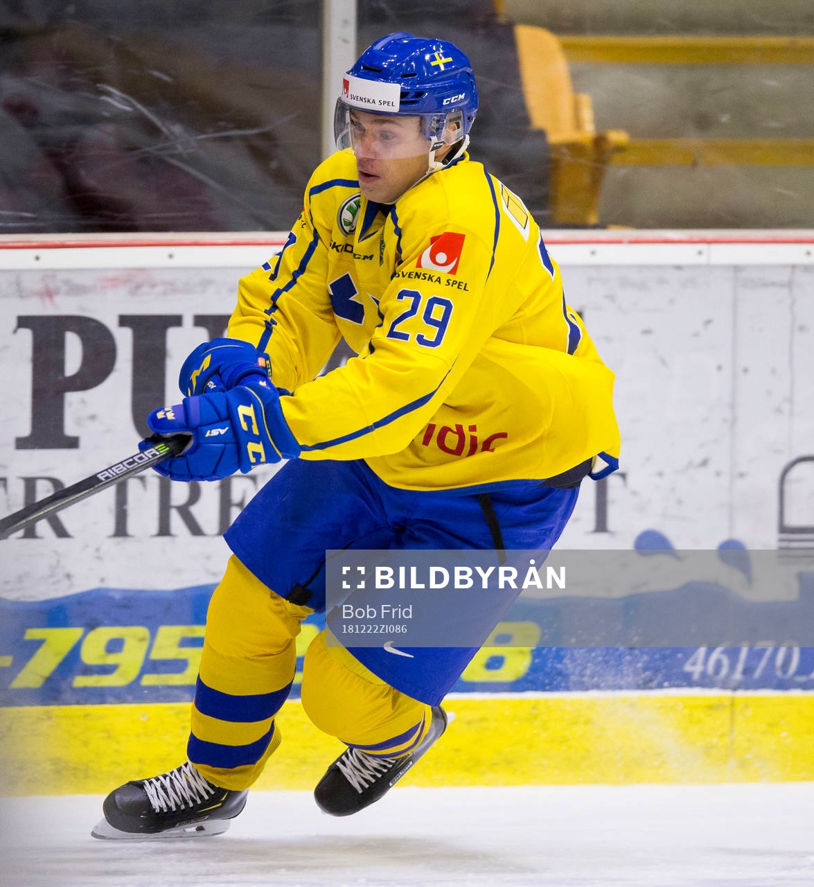 Sweden forward Pontus Holmberg (29)  in action  against
