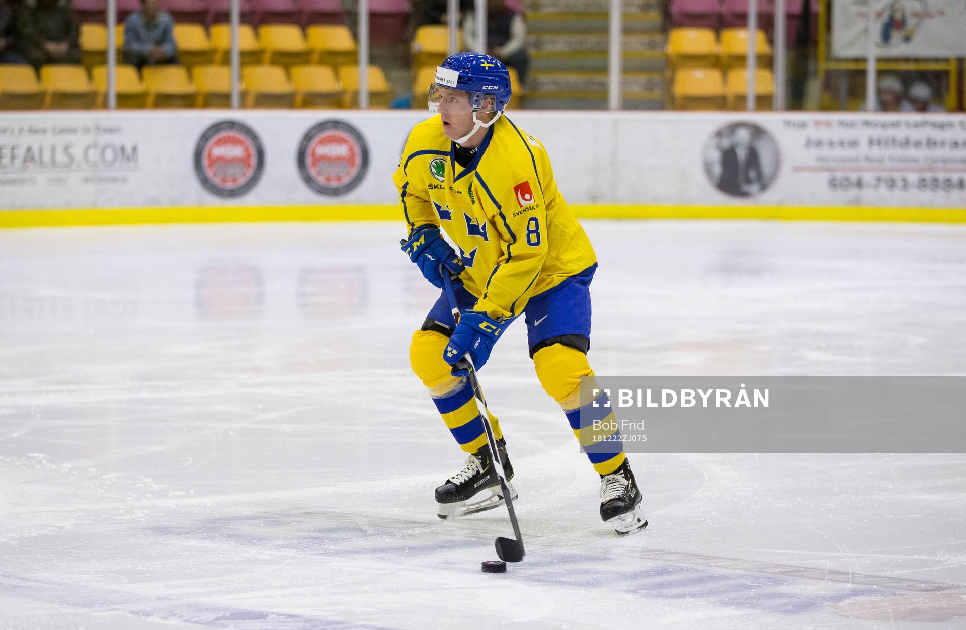 Sweden defenceman Rasmus Sandin (8)  in action  against