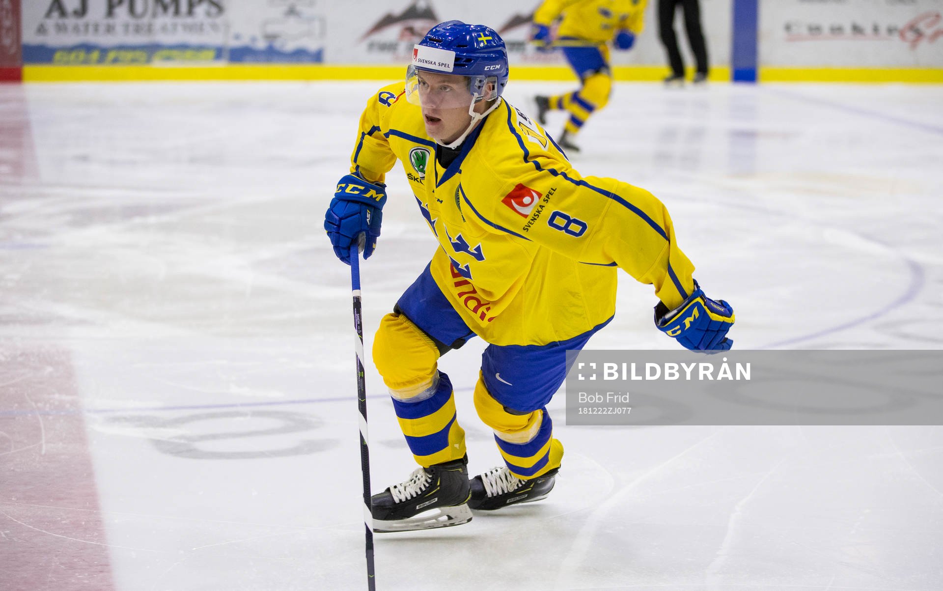 Sweden defenceman Rasmus Sandin (8)  in action  against
