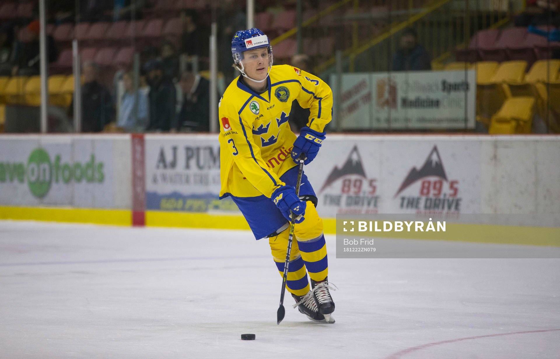 Sweden defenceman Adam Boqvist (3)  in action  against
