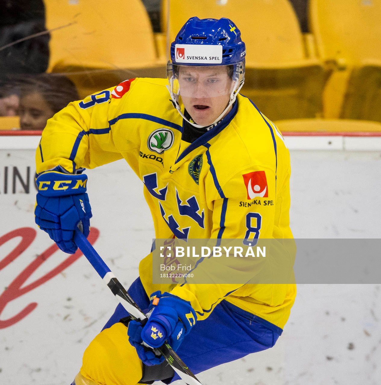 Sweden defenceman Rasmus Sandin (8)  in action  against