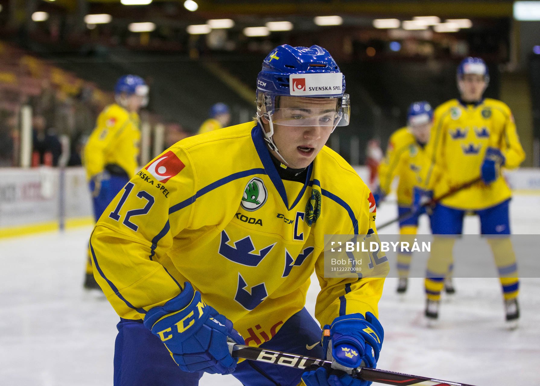 Sweden defenceman Erik Brännström (12) in action against