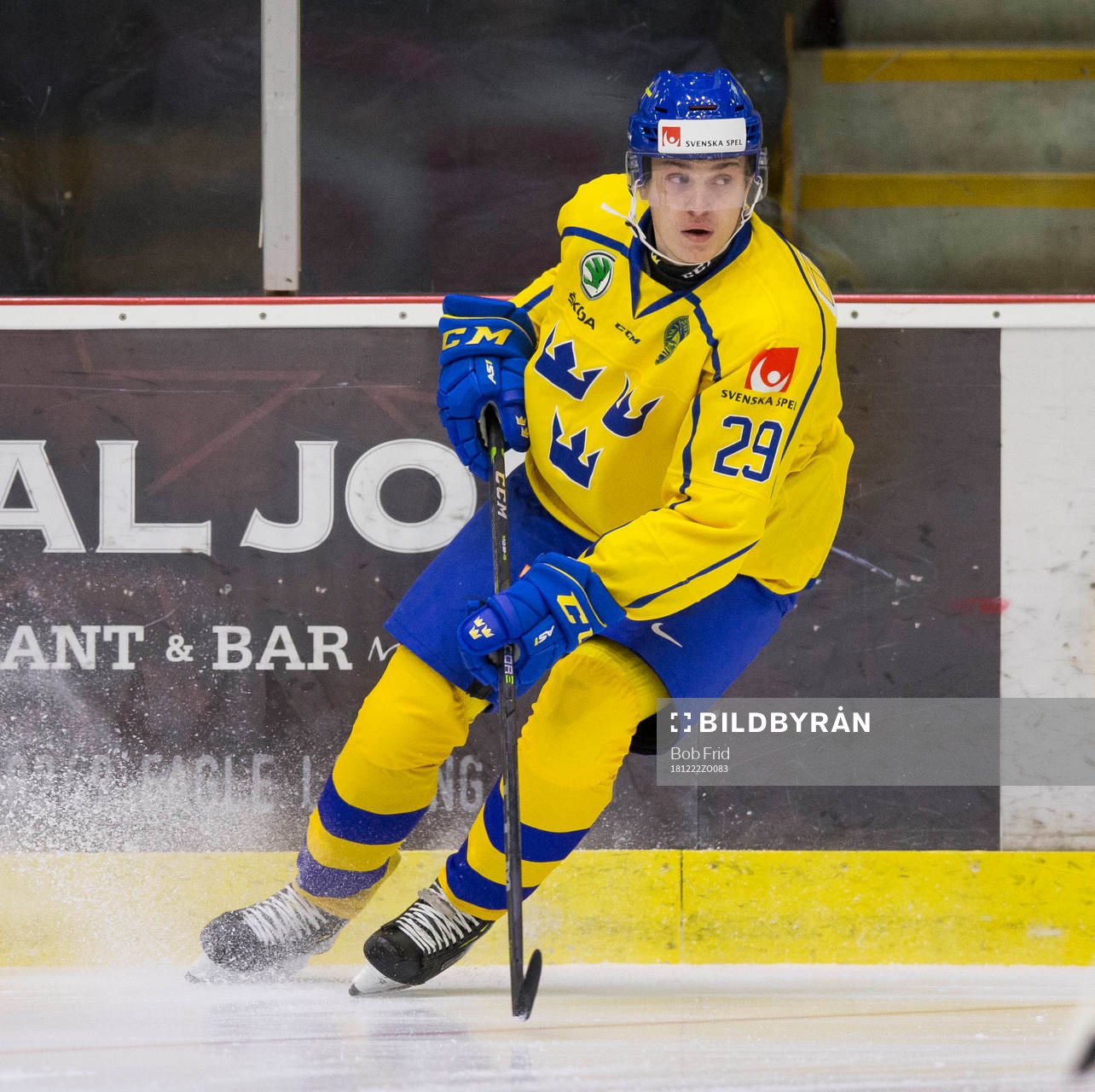 Sweden forward Pontus Holmberg (29)  in action  against