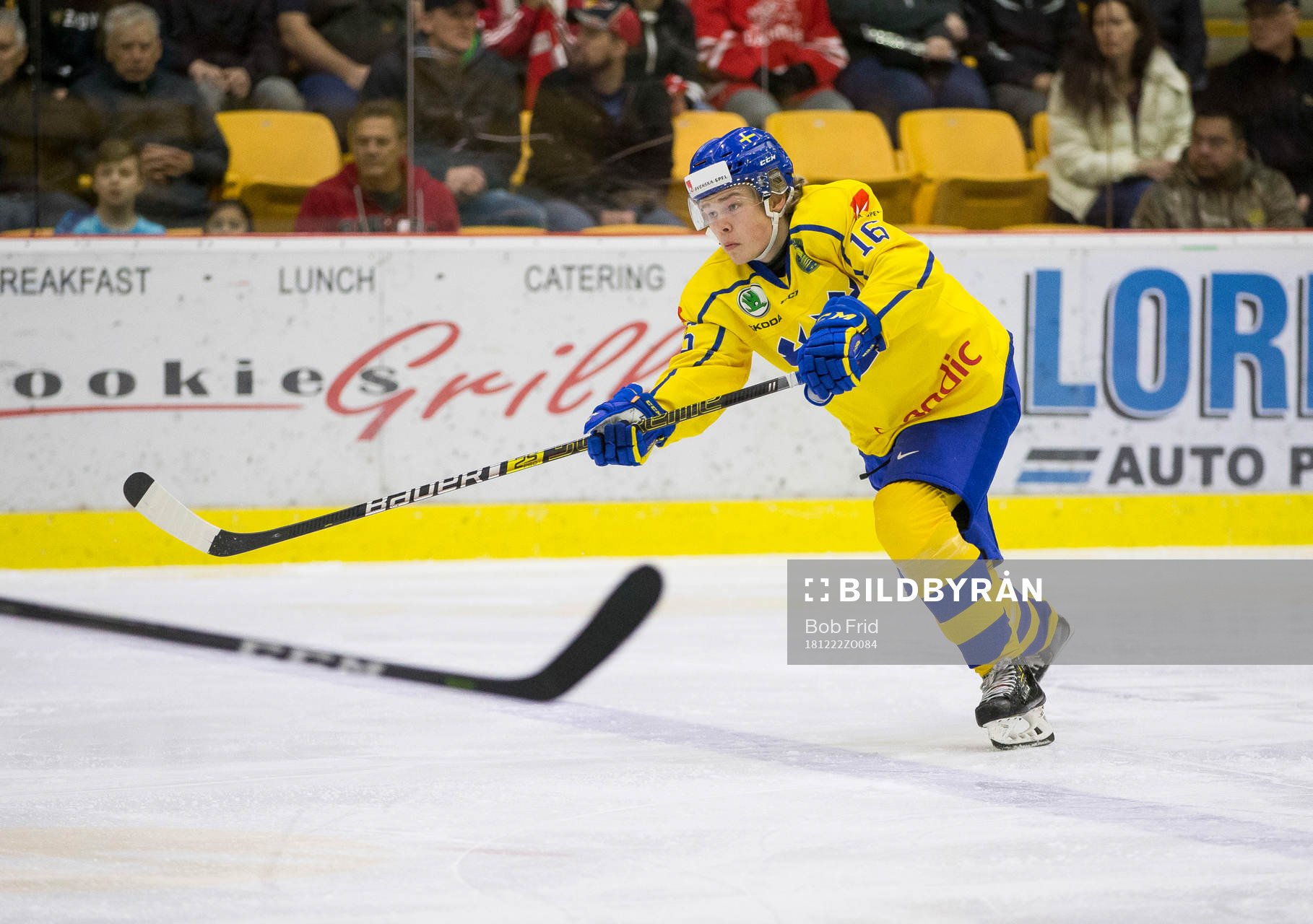 Sweden defenceman Filip Westerlund (16)  in action  against