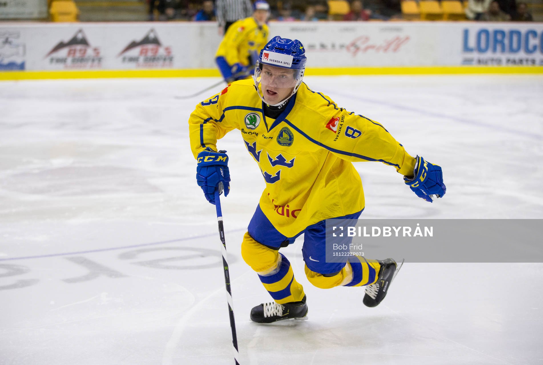 Sweden defenceman Rasmus Sandin (8)  in action  against