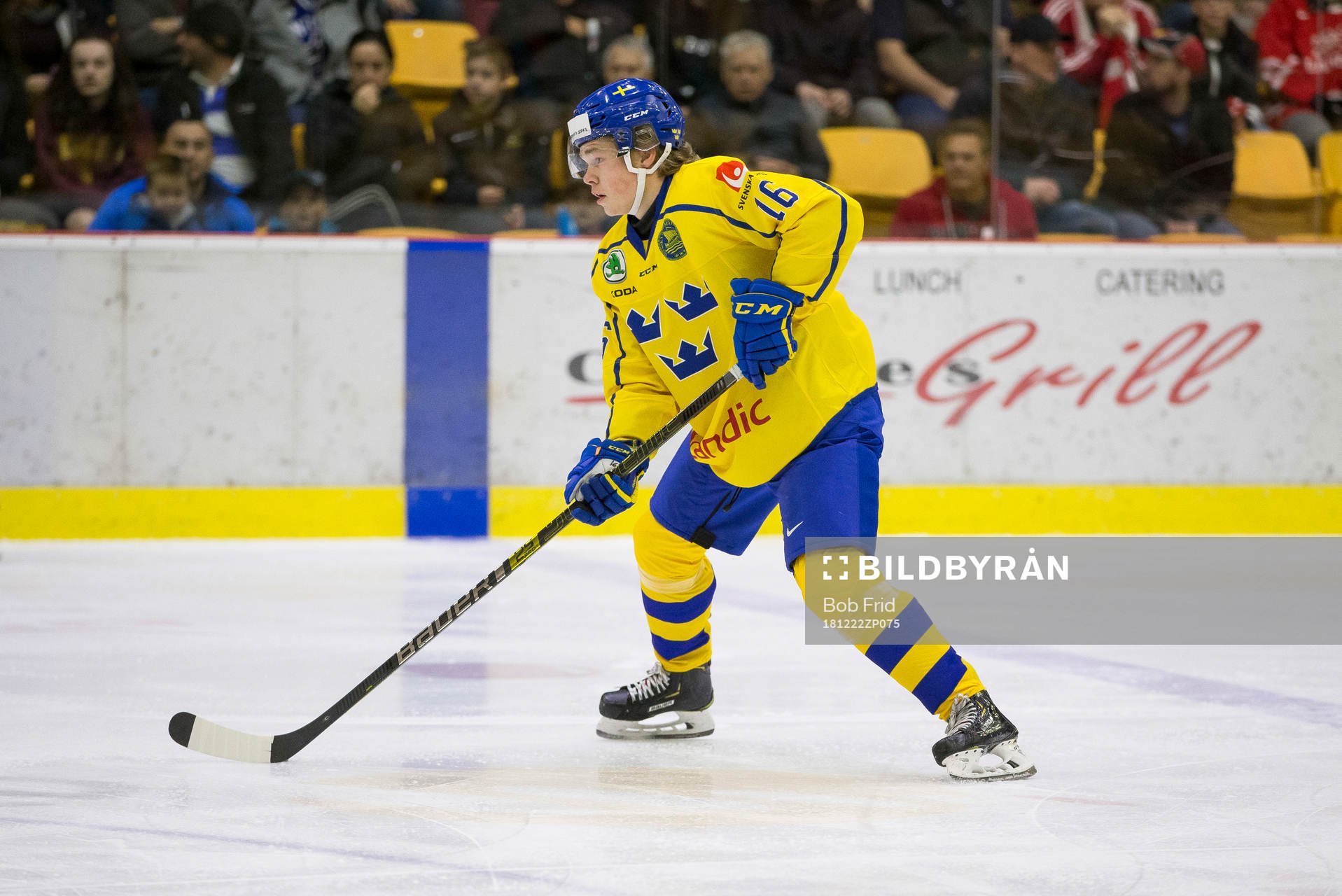 Sweden defenceman Filip Westerlund (16)  in action  against
