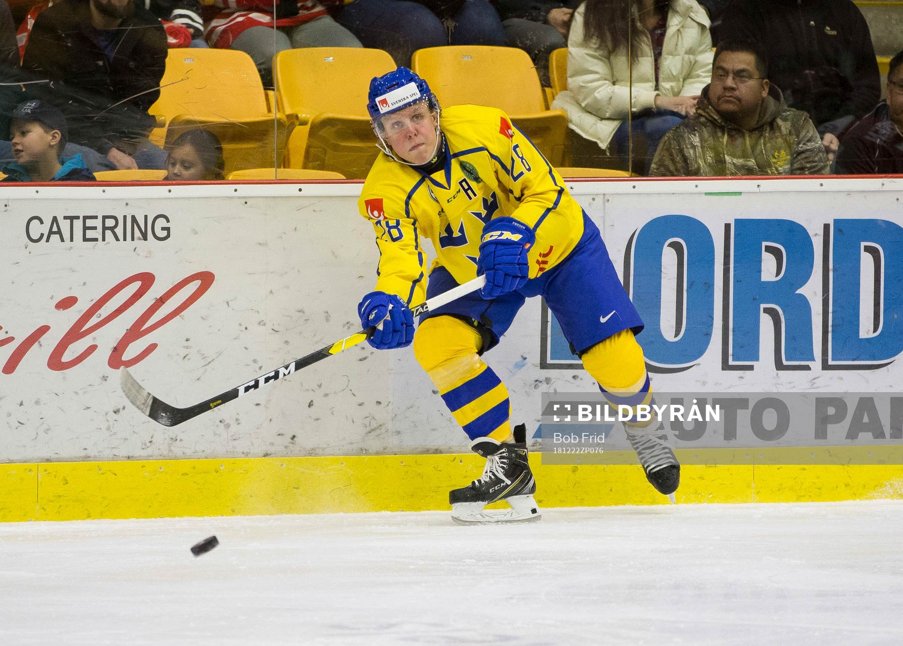Sweden forward Fabian Zetterlund (28) in action  against