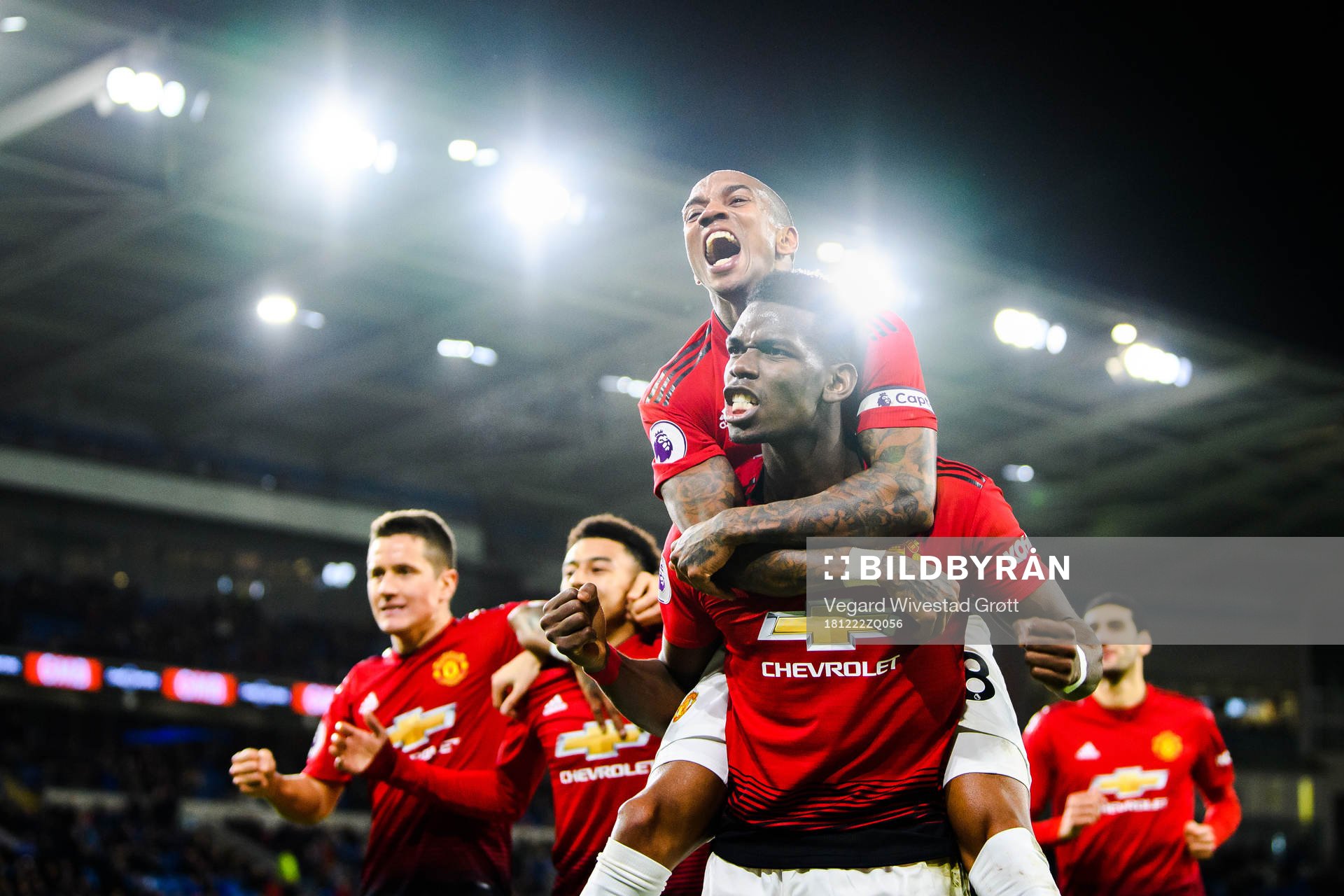 Paul Pogba and Ashley Young of Manchester United celebrate