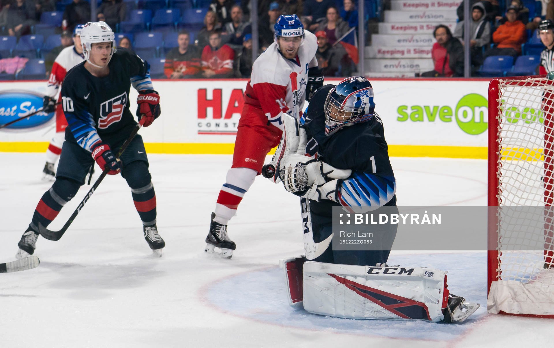 Goalie Kyle Keyser #1 of the United States makes a save
