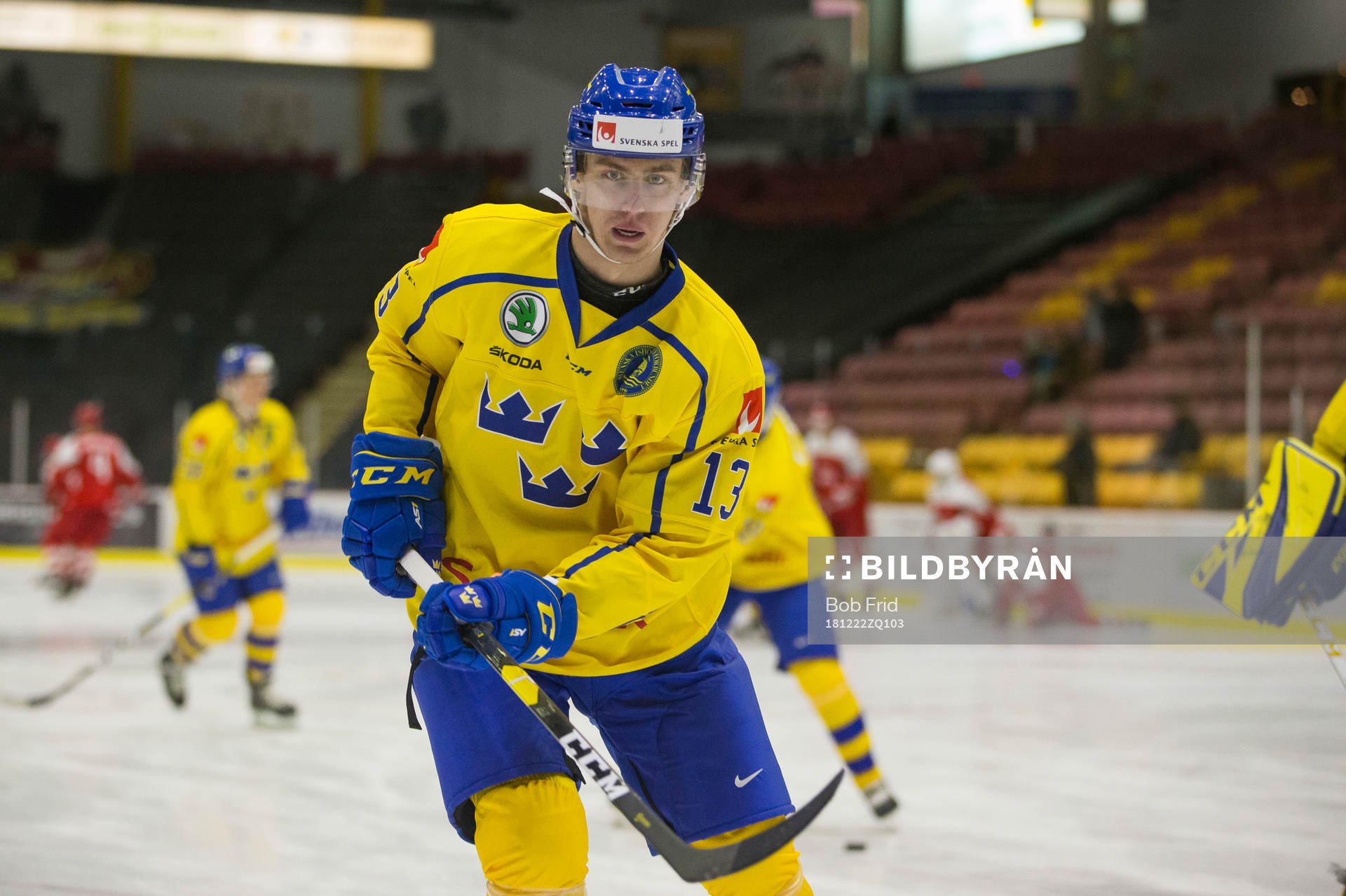 Sweden forward Johan Södergran (13) in action  against