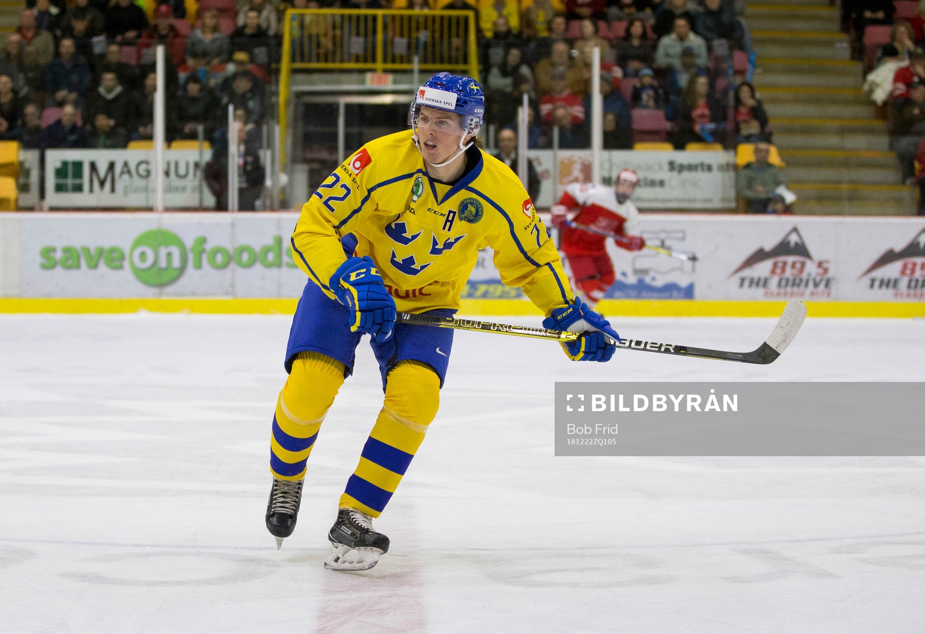 Sweden forward Isac Lundeström (22) in action