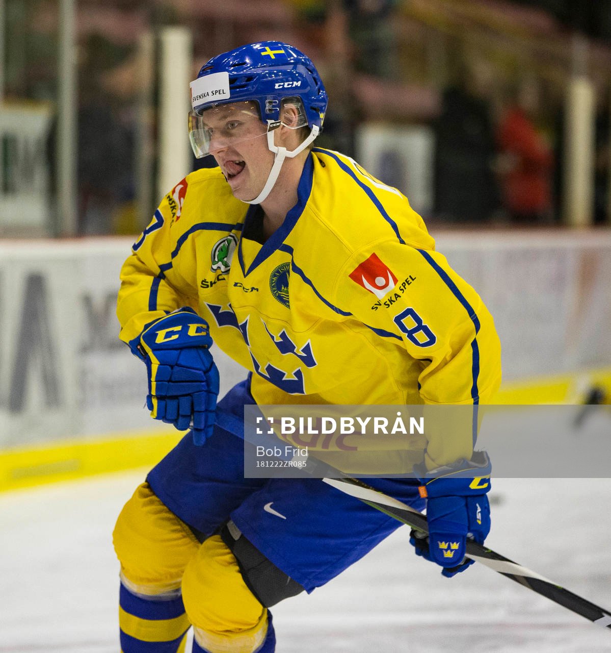 Sweden defenceman Rasmus Sandin (8)  in action  against