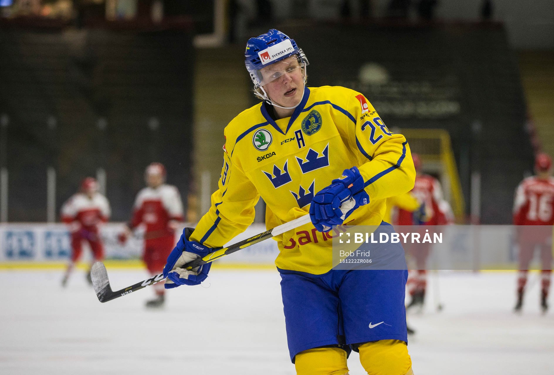 Sweden forward Fabian Zetterlund  in action  against Denmark