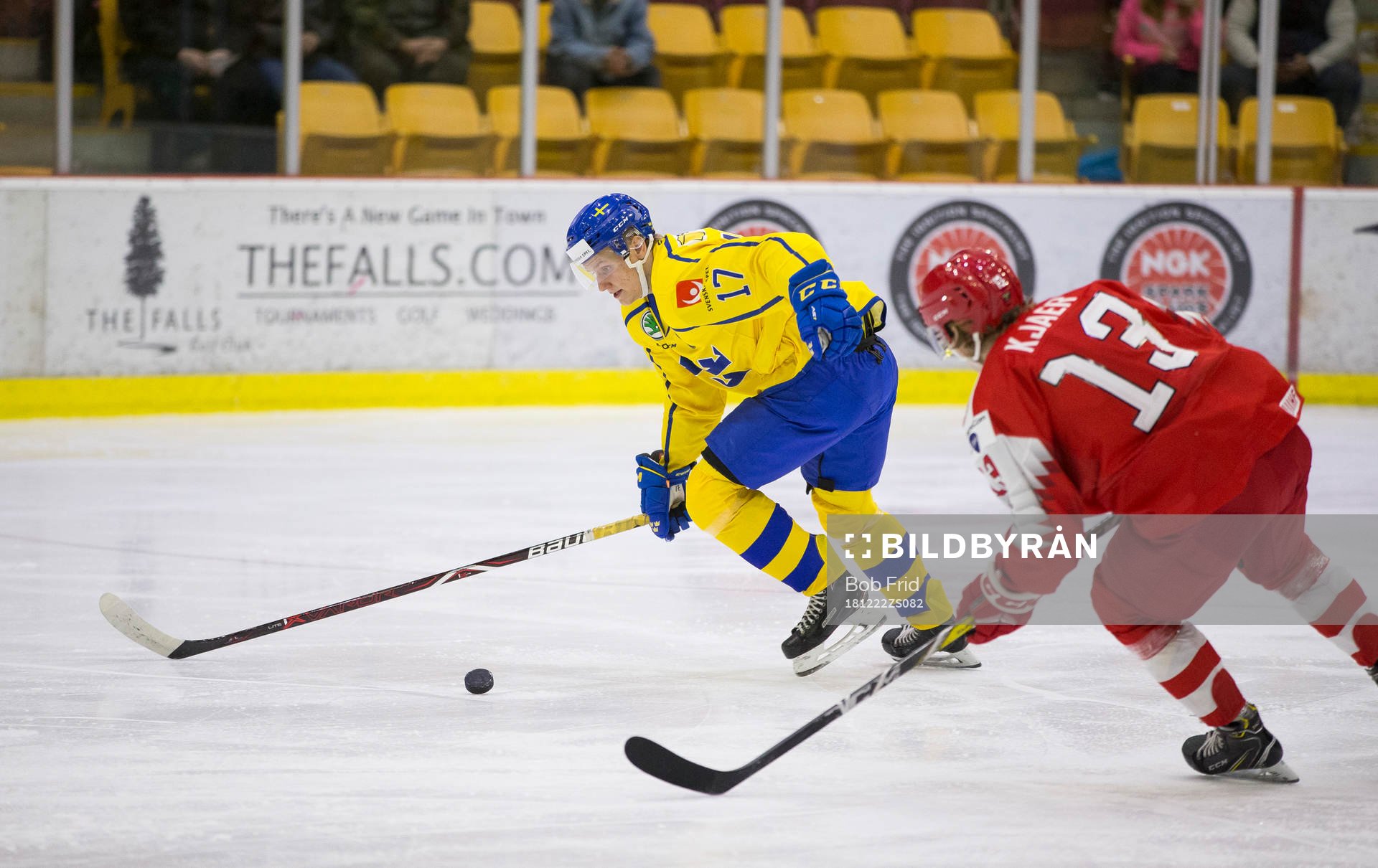 Sweden forward Filip Sveningsson (17)  in action  against