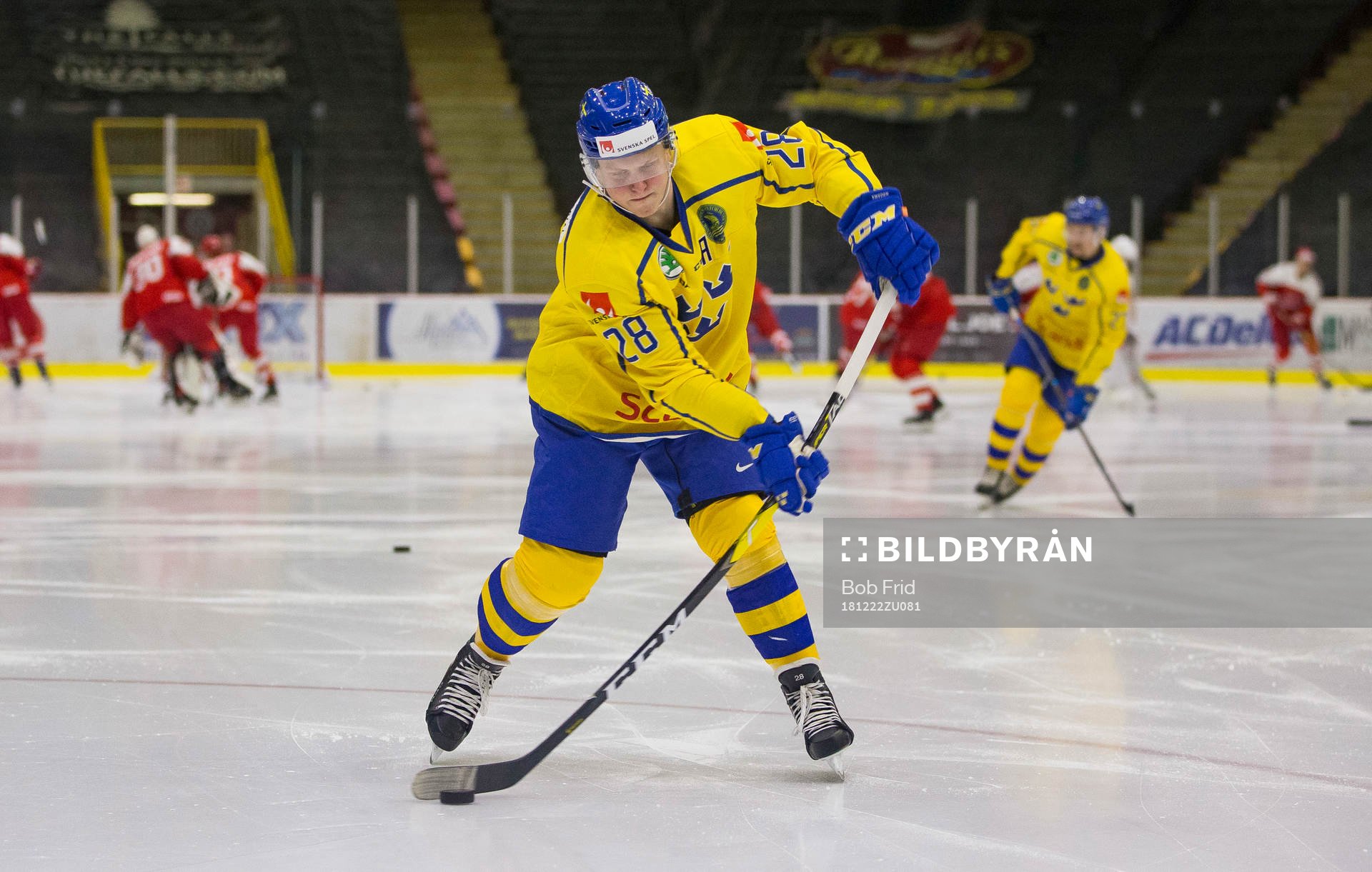 Sweden forward Fabian Zetterlund in action  against Denmark