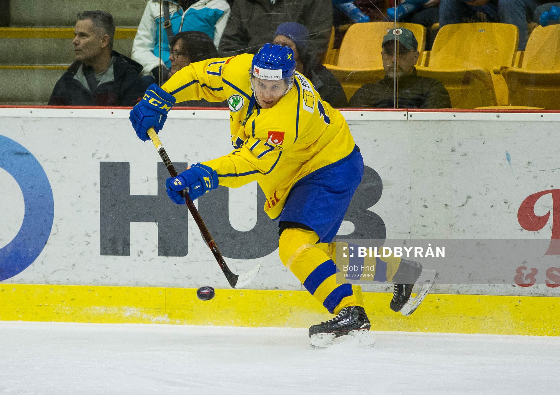 Sweden forward Filip Sveningsson (17)  in action  against
