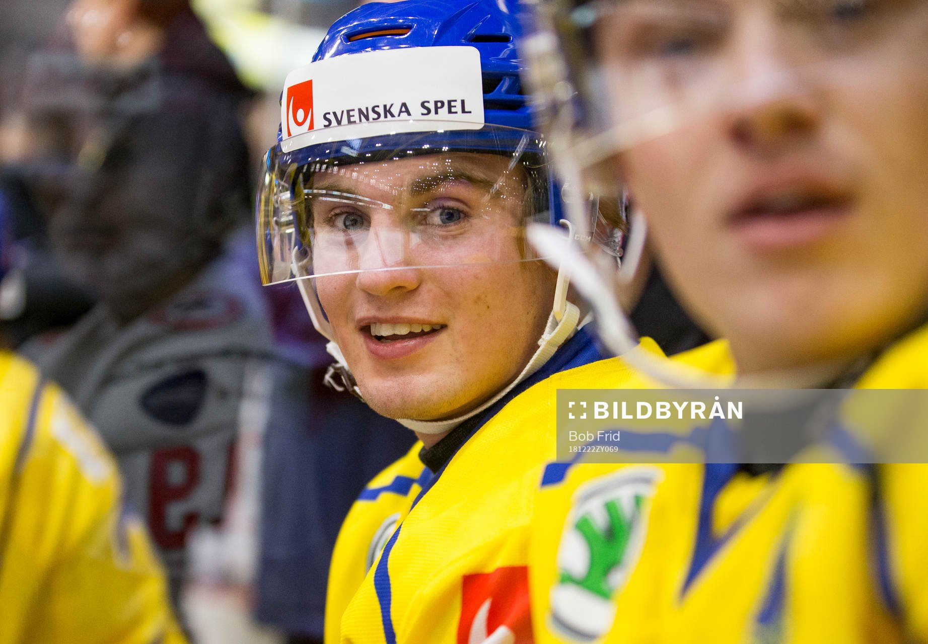 Sweden forward Nils Höglander (21)  smiles