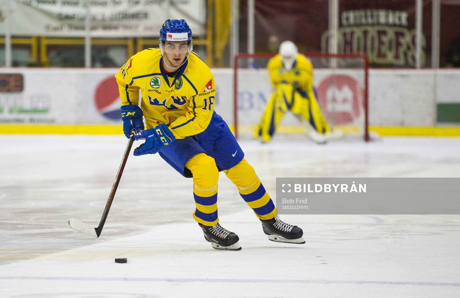Sweden forward Jacob Olofsson (18) in action in the
